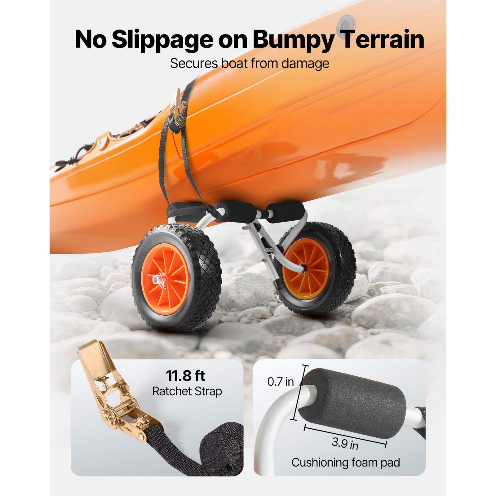 Uimoso Kayak Cart Carrier Foldable 200 lbs Capacity W/ 10" Durable Rubber Tires