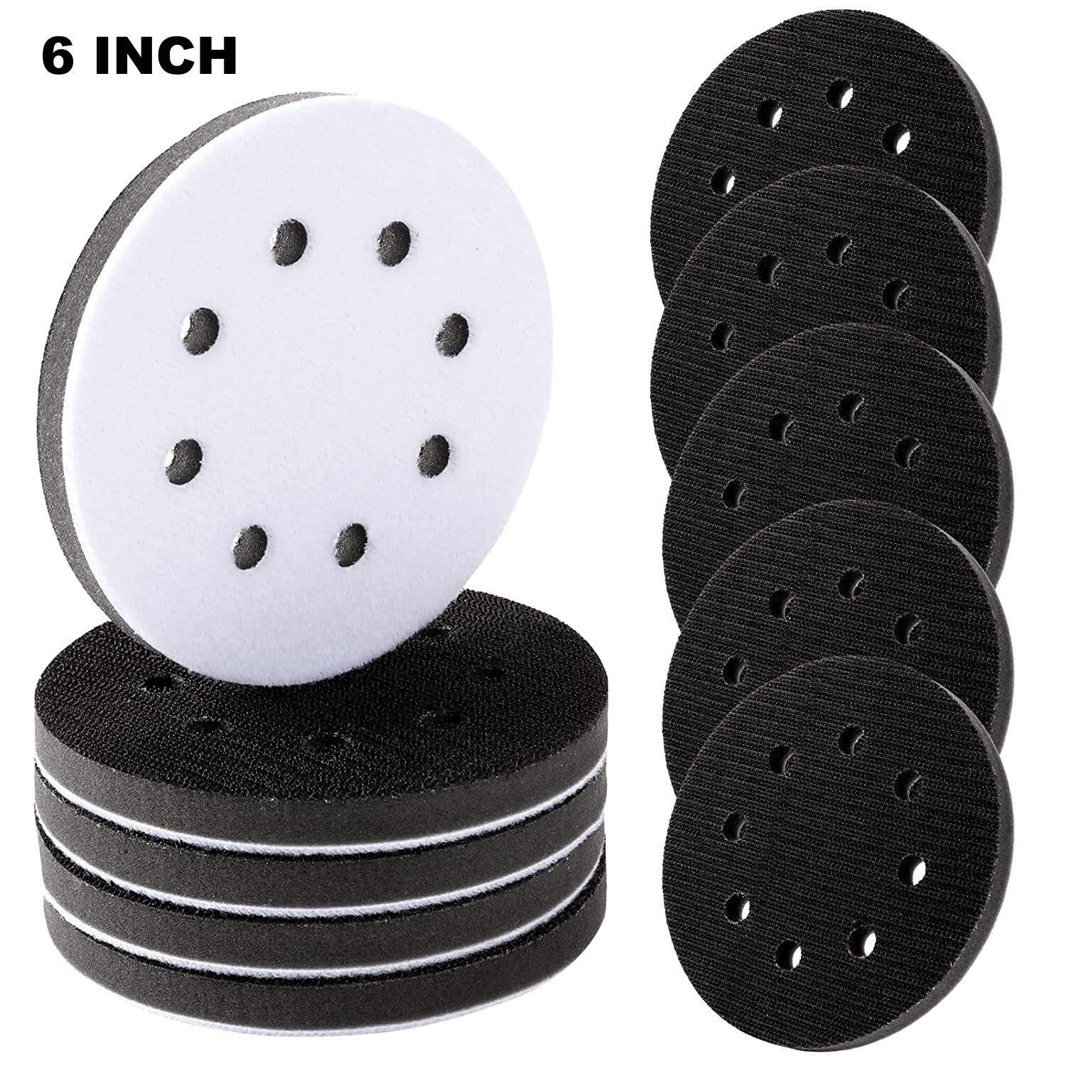 Soft Interface Pads 6Inch 8 Holes Hook Loop Sponge Cushion Buffer Backing Pad