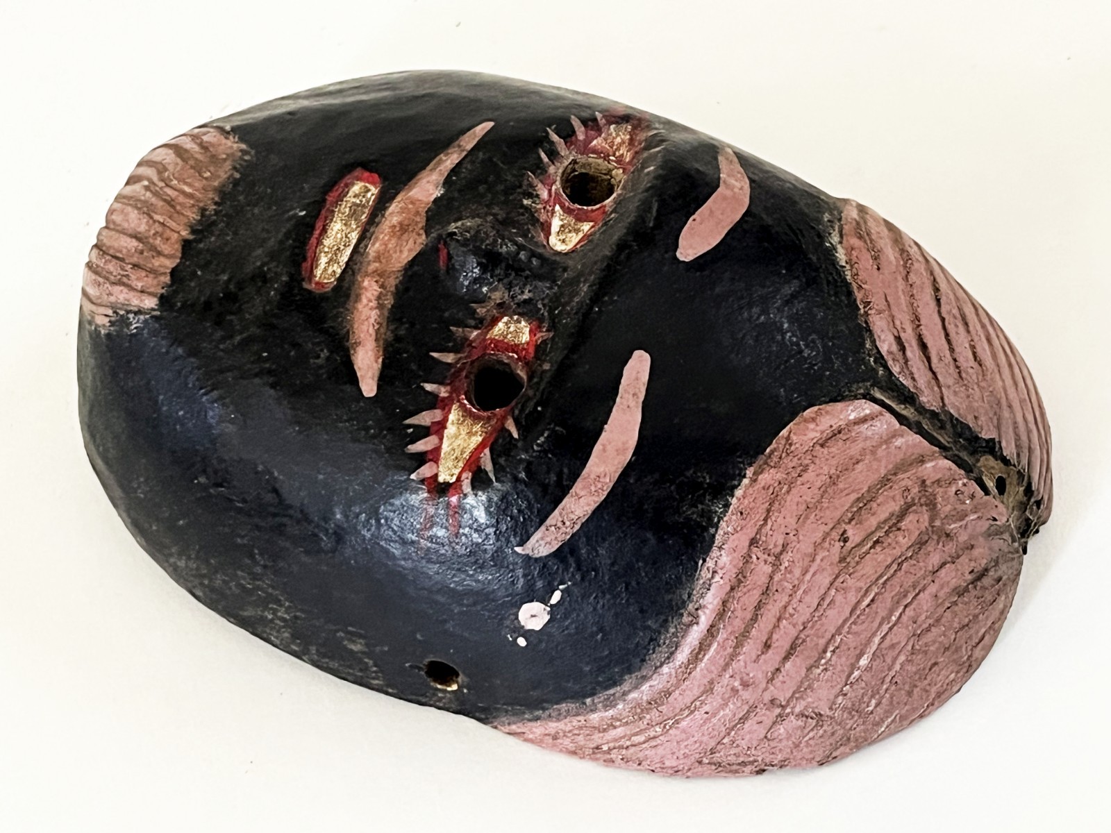 OLD MEXICAN HIDALGO JUANEGRO CUANEGRO JUAN NEGRO FOLK ART HAND CARVED DANCE MASK