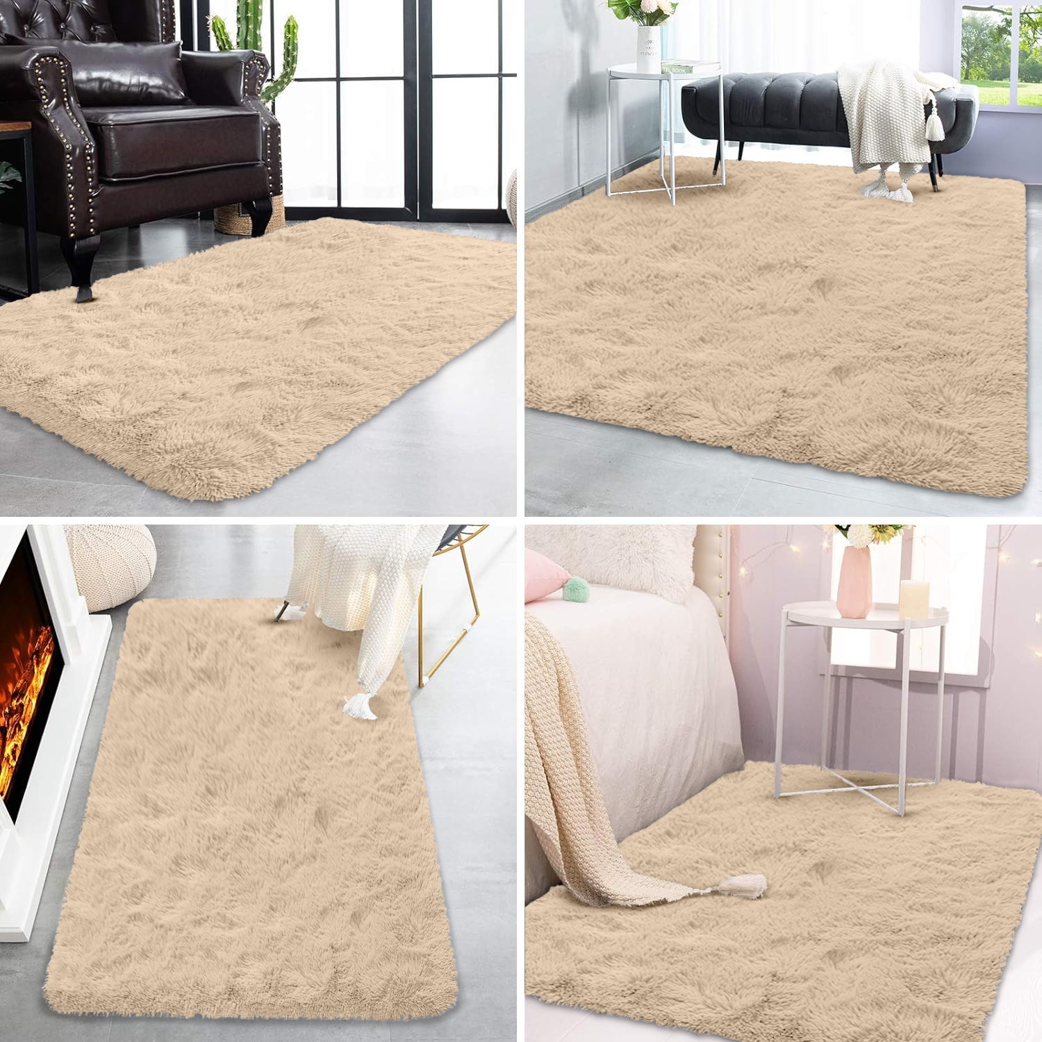 Anti Slip Shaggy Fluffy Rugs Soft Faux Fur Rugs Mat Bedroom Living Room Carpet