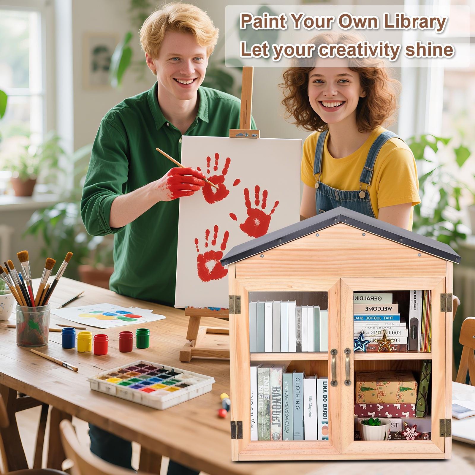 Little Library Box Outdoor Free Library Kit, DIY Little Free Library Double Door