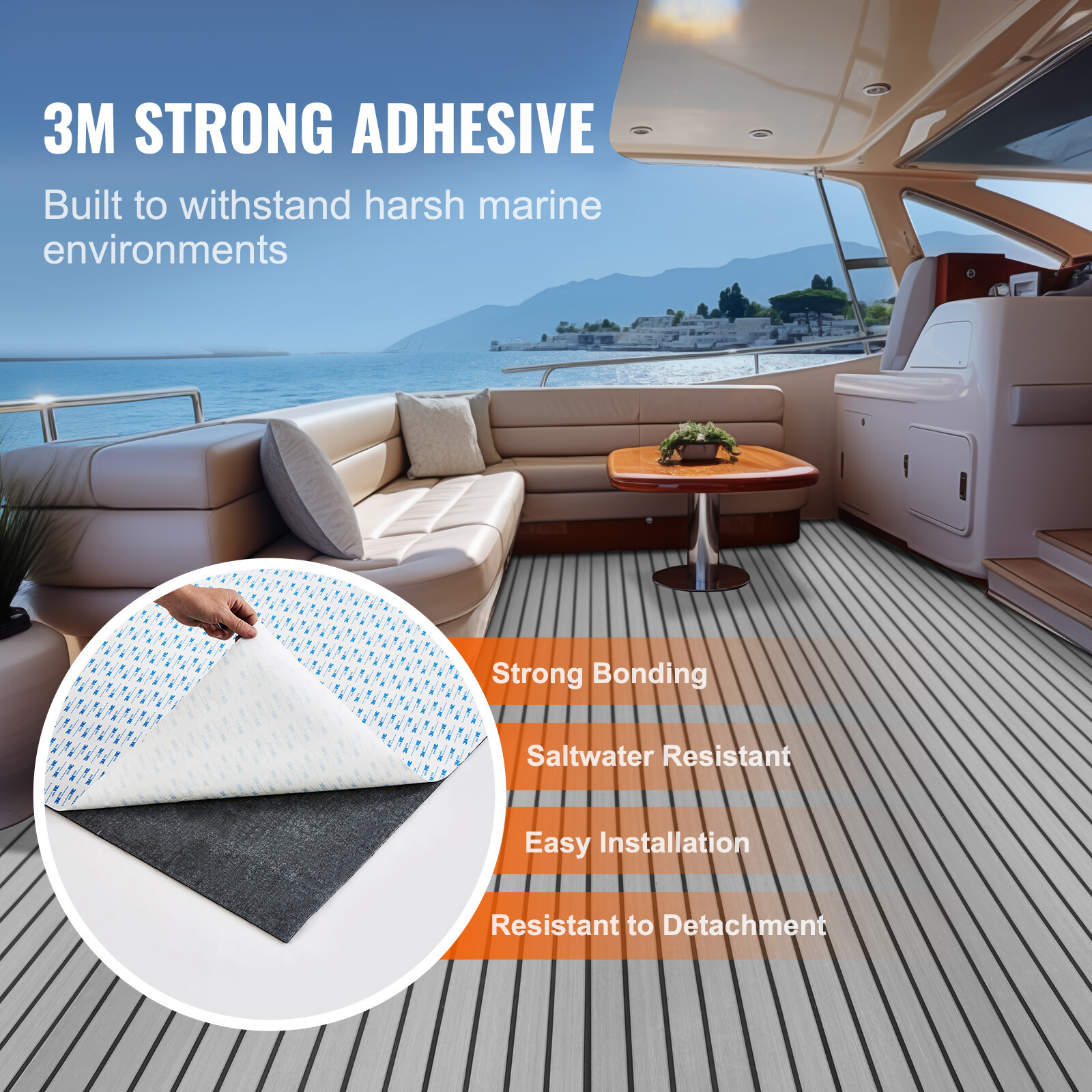 VEVOR 94.5x45.7" EVA Foam Boat Decking Sheet Mat Faux Teak Marine Yacht Flooring