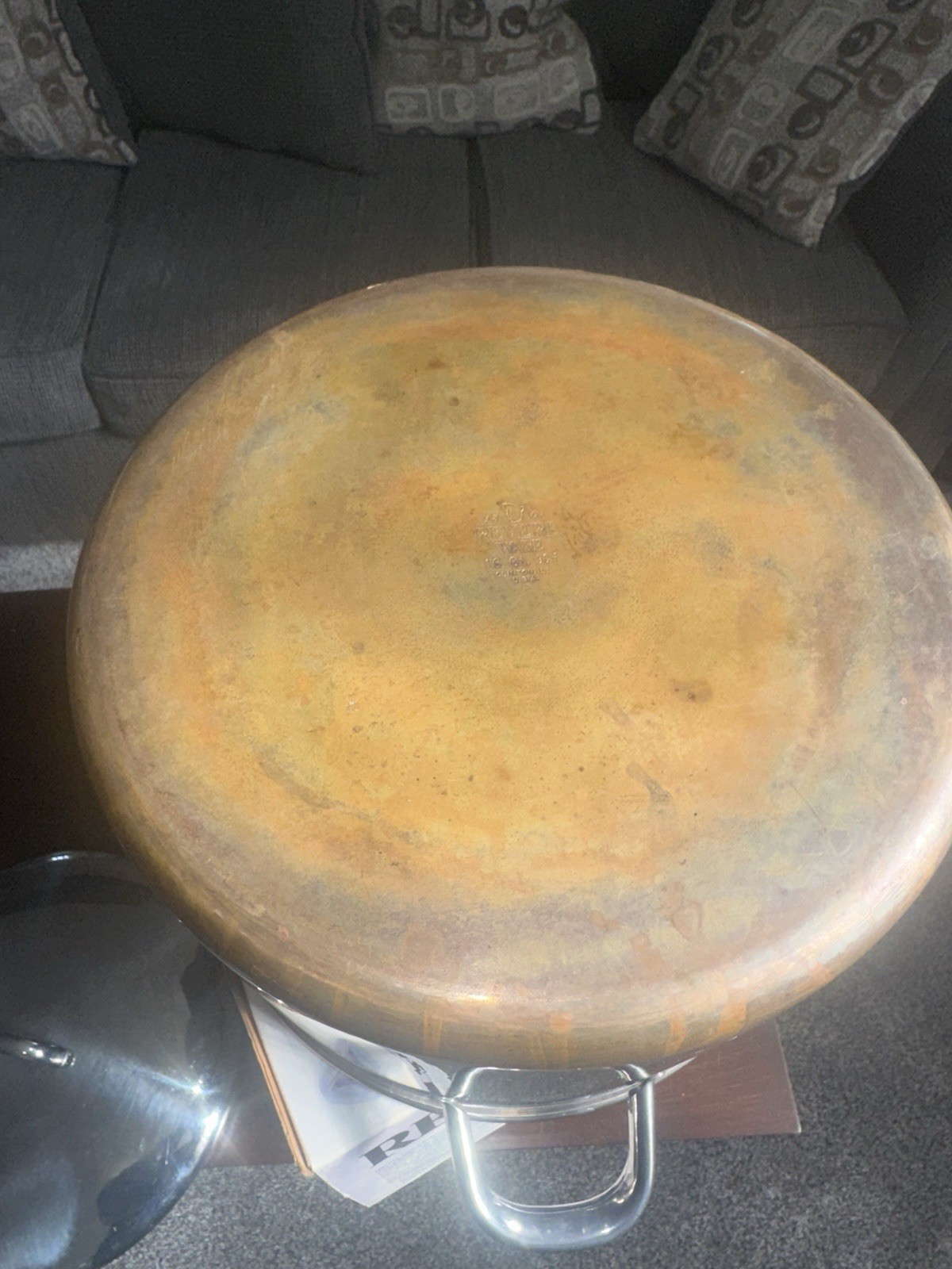 Vtg Revere Ware 16 QT Copper Bottom STOCK POT w Lid, Clinton IL USA '**READ**