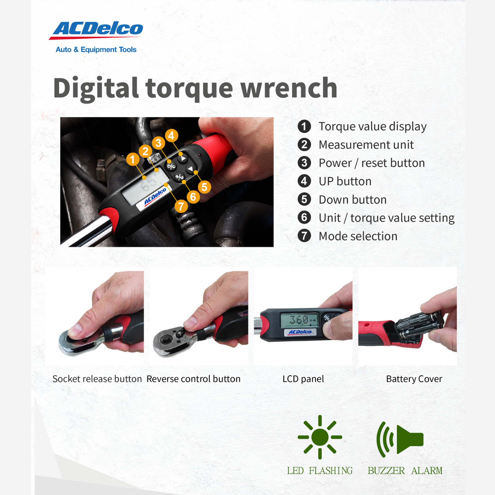 ACDelco ARM601-3 3/8" (3.7 to 37 ft-lbs.) Electronic Digital Torque Wrench