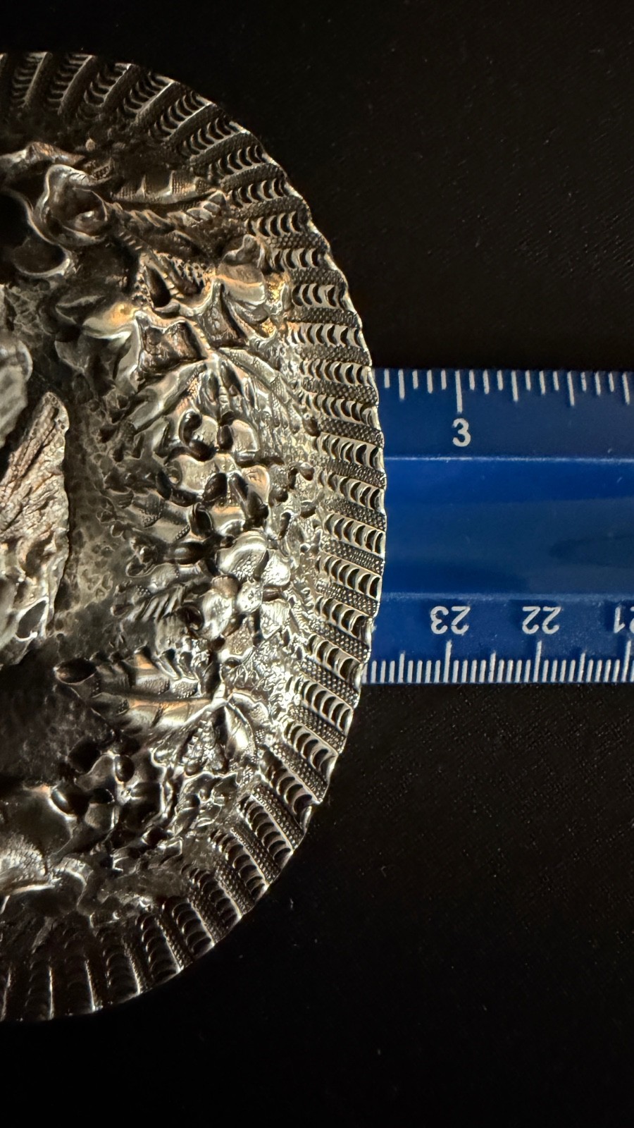 Antique Sterling Silver Repousse Lid Probably S Kirk & Son