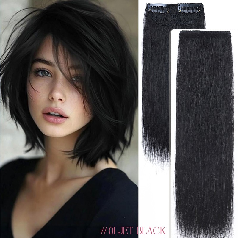100% Human Hair Clip In Real Remy Extensions Side Topper Short Pad Mini Piece US