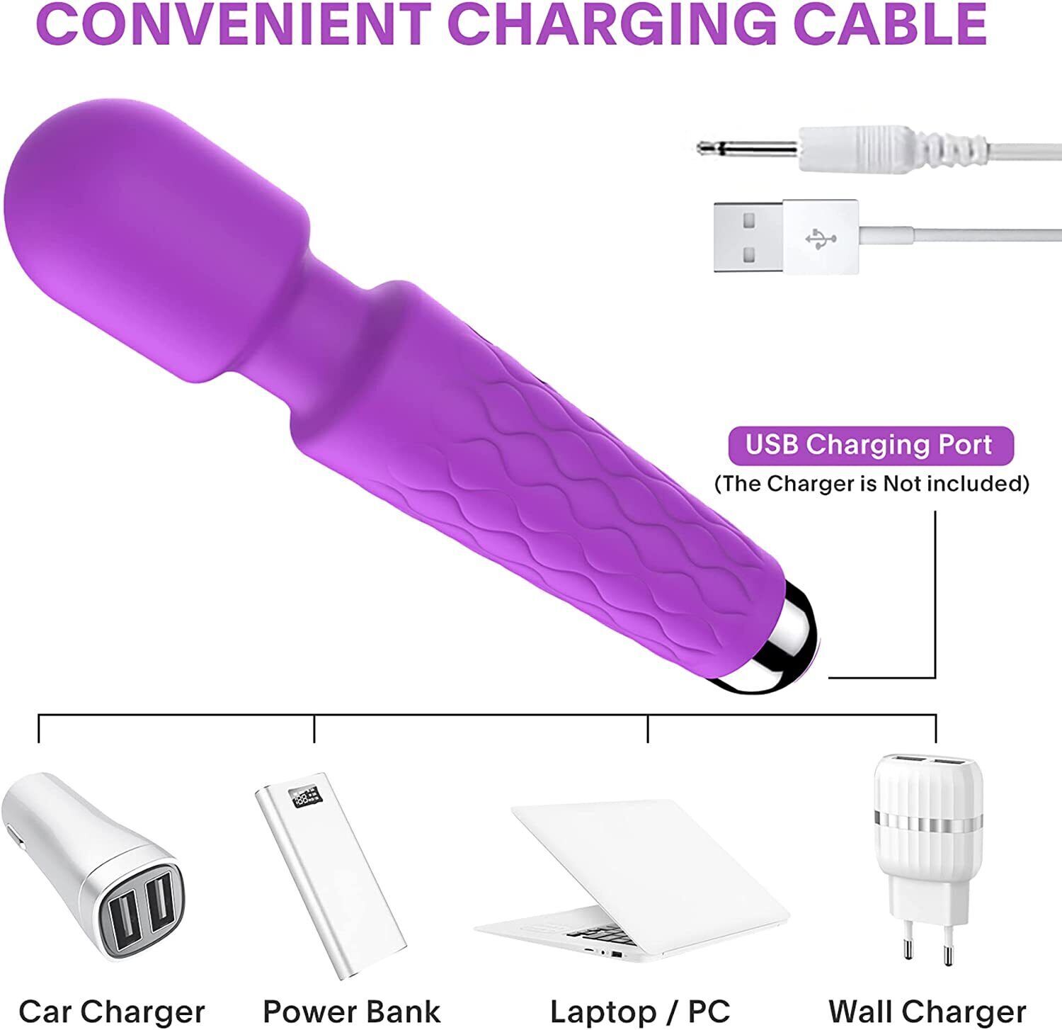 Handheld Massager 20 Speed Wand Vibrating Massage Magic Full Body Therapy Motor