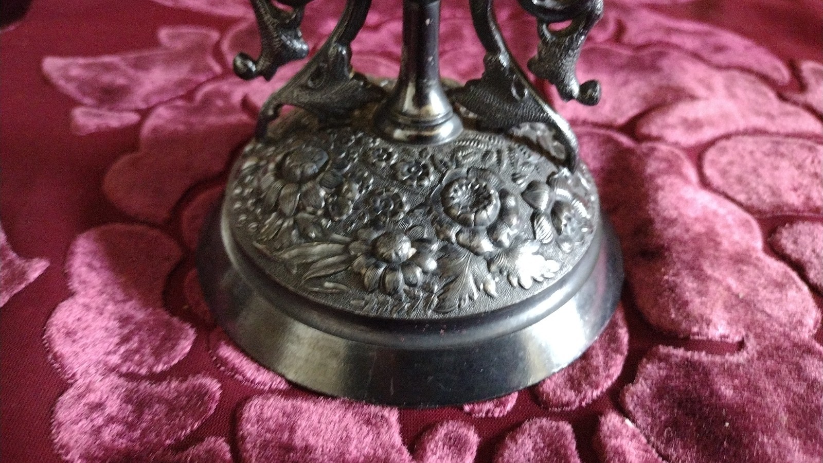 Antique Victorian unique Art Nouveau Dark Silver Plate Calling Card Repousse