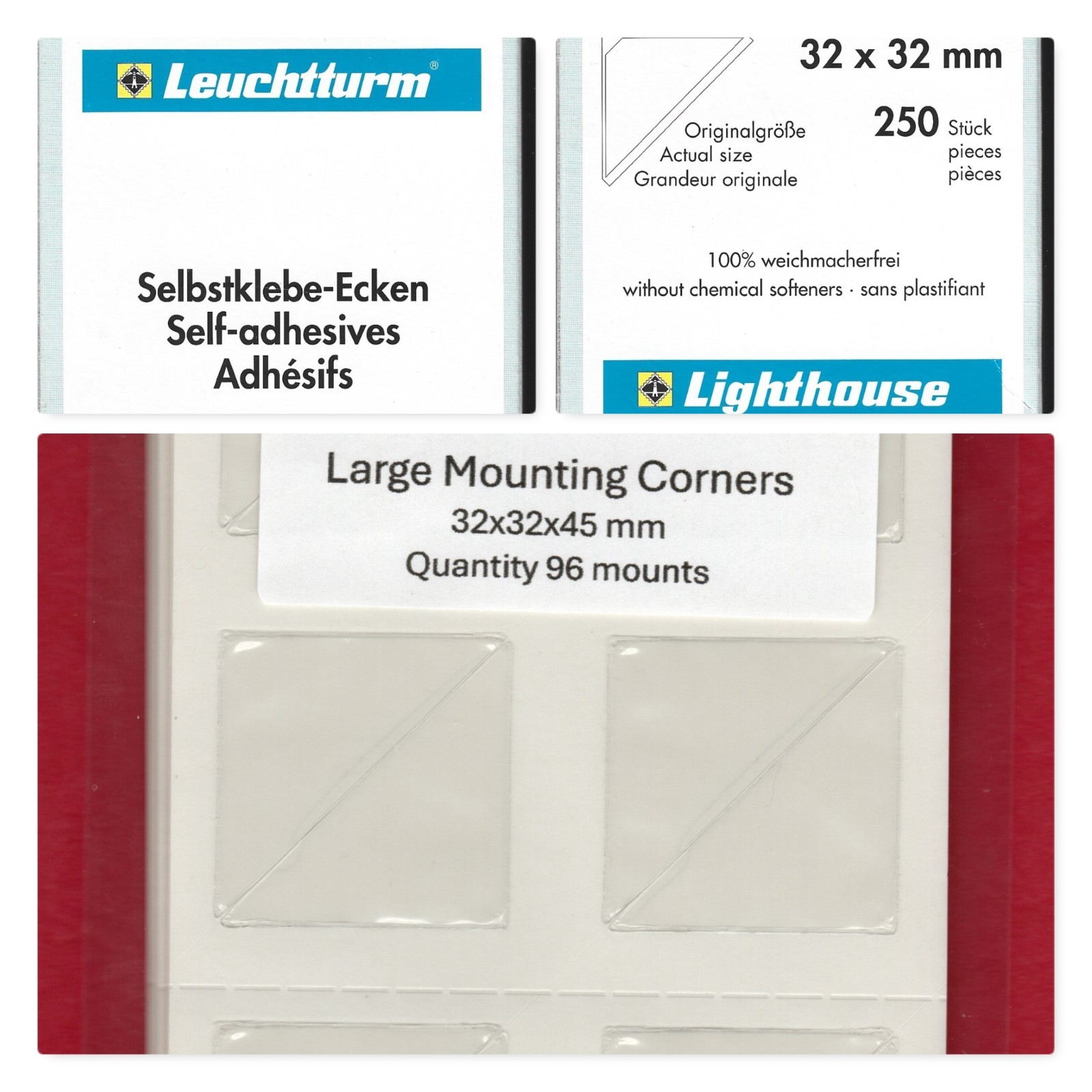 96 Large 32x32x45 mm (1-1/4" x 1-1/4") Self-Adhesive Corner Mount 6 Sheets of 16