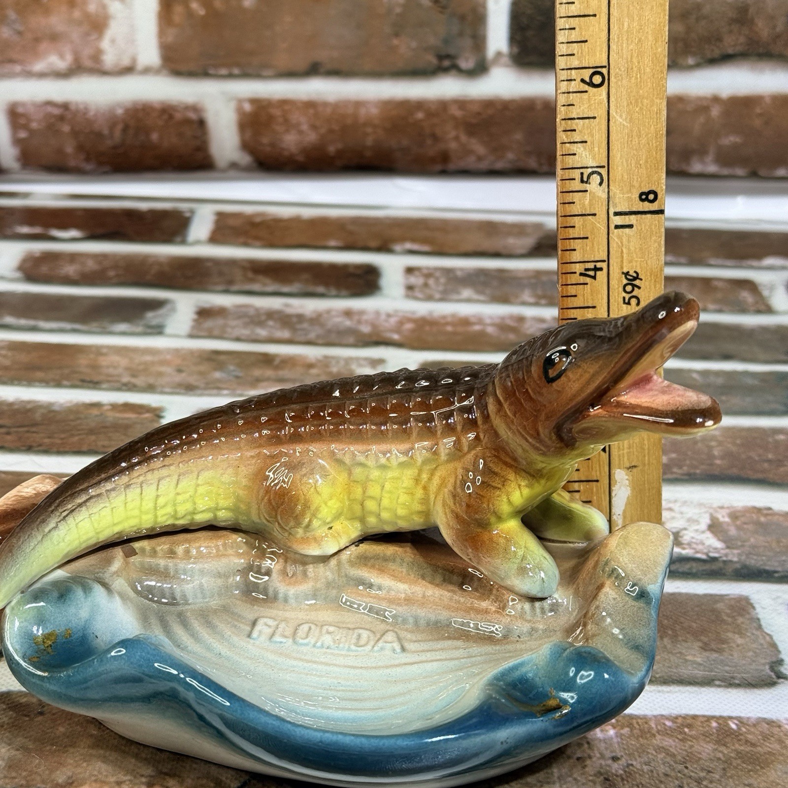 Vintage Florida Souvenir Ashtray Trinket Alligator Ceramic Hand Painted