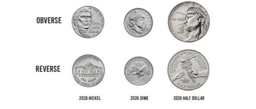 1776-2026 P D BU Semi-Quincentennial Half Dollar, Liberty Dime & Nickel 6 Coins