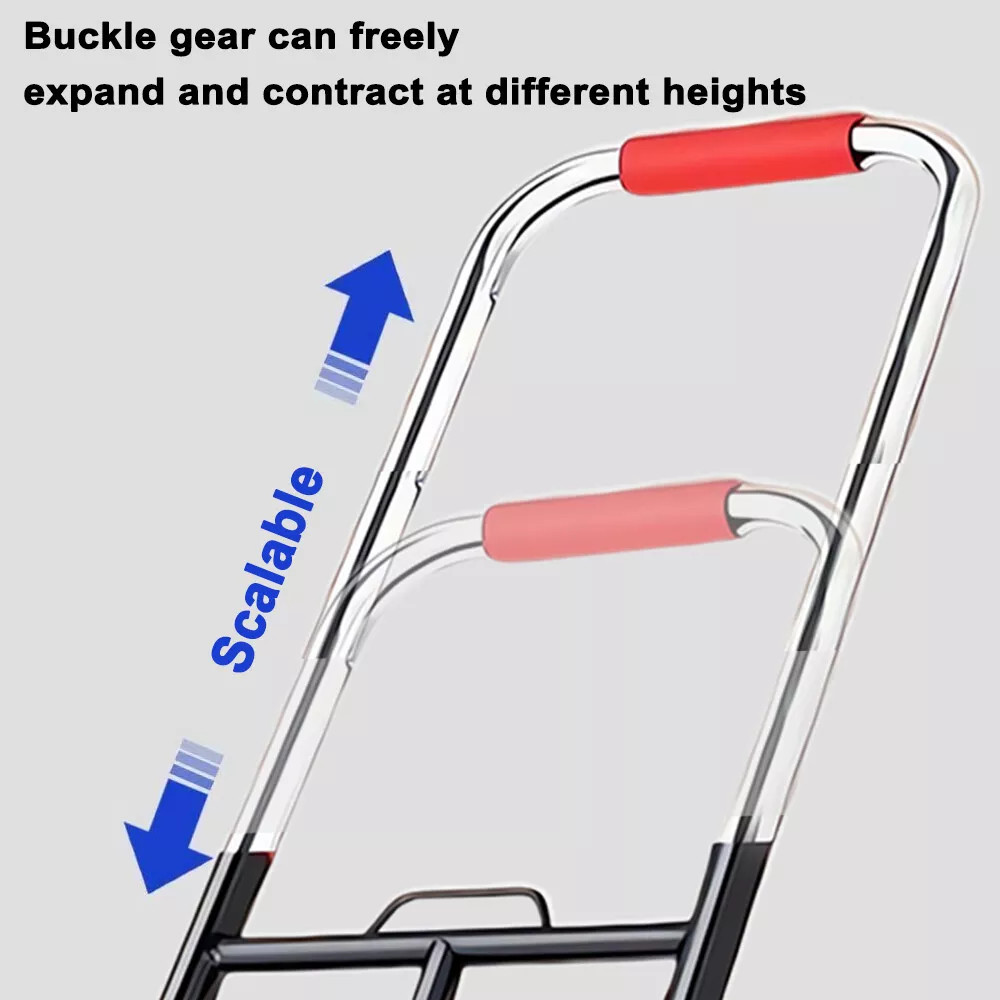 330 lbs Stair Climbing Cart Heavy Duty Folding Hand Truck Dolly 6 Wheels + Rope