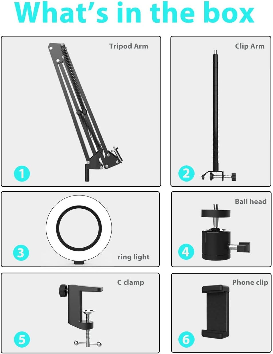 Overhead Camera Phone Mount Selfie Ring Light Desk Tripod for Video Live Stream