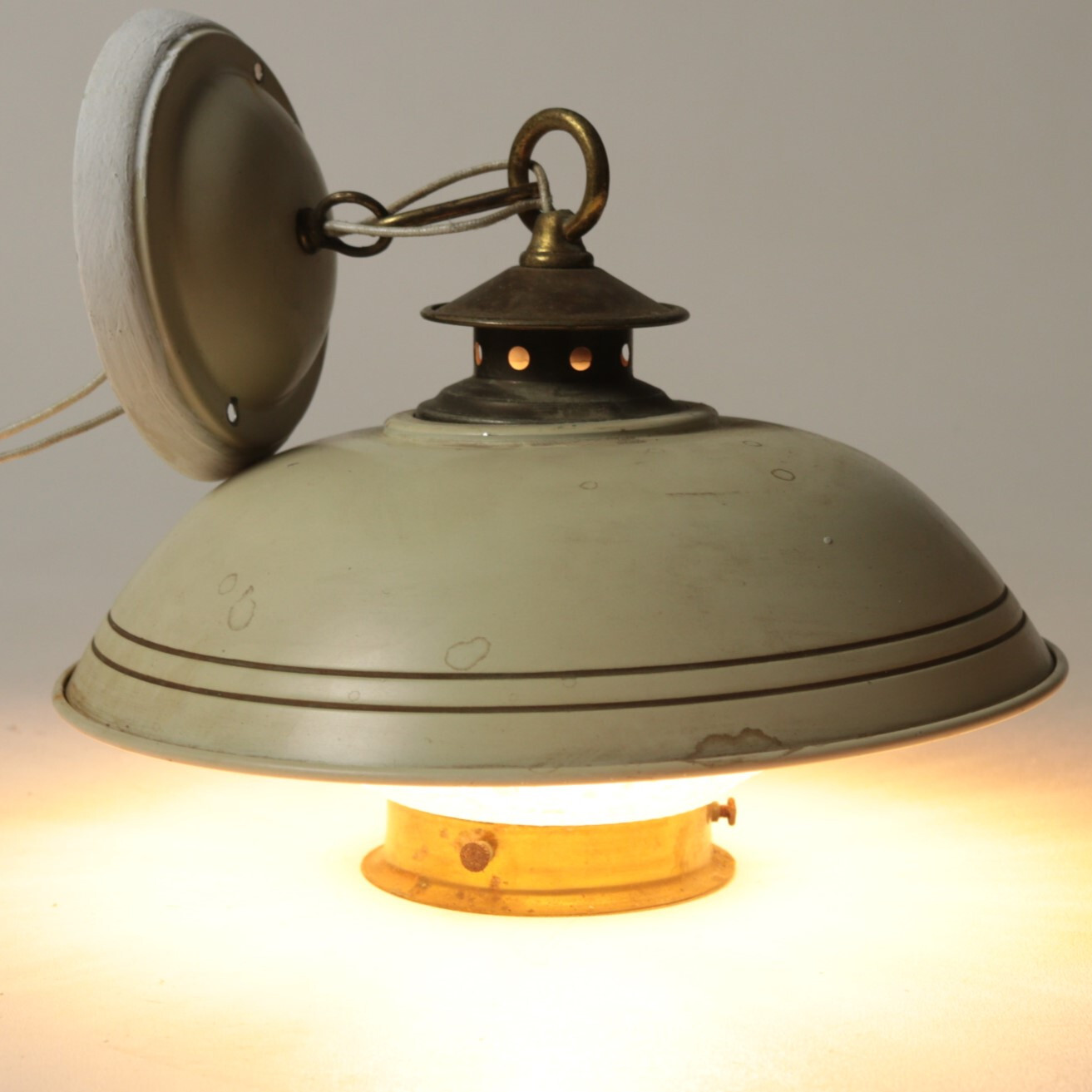 Vintage Mid Century Shaded Bracket Lantern 13" Max Height