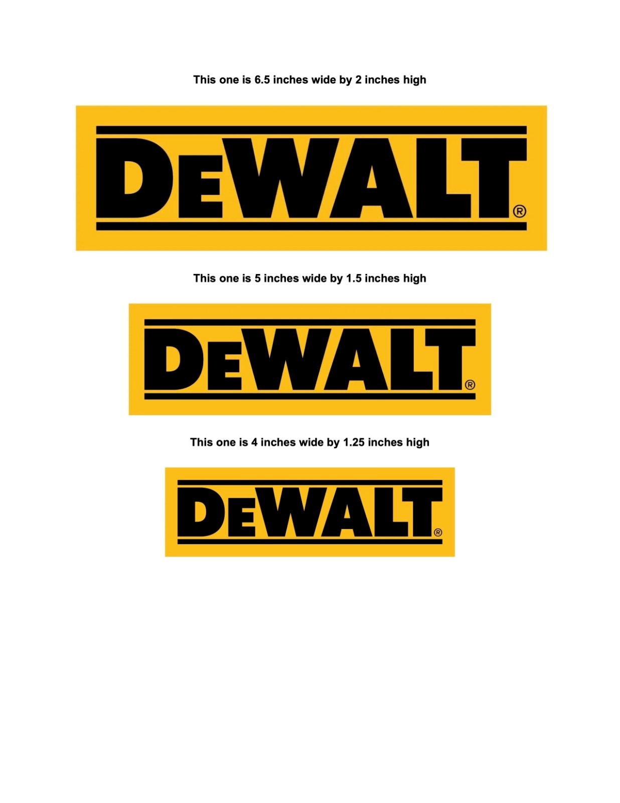 Dewalt Tools Black Text Logo Vinyl Decal (Group of 2) - Different Sizes