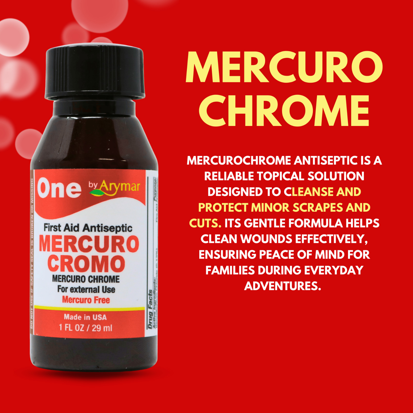 Arymar Mercuro Chrome 1 fl oz. (Pack of 2) - Mercury-Free Antiseptic for Cuts