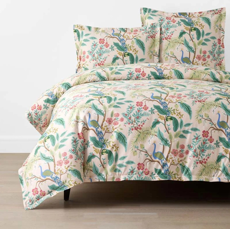 Rifle Paper Co Peacock Classic Smooth Sateen Duvet Cover