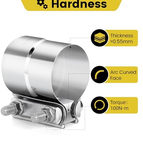 Pcs Exhaust Clamp Butt Joint 304 Stainless Steel Band Lap Joint Band 2.0 inch 1