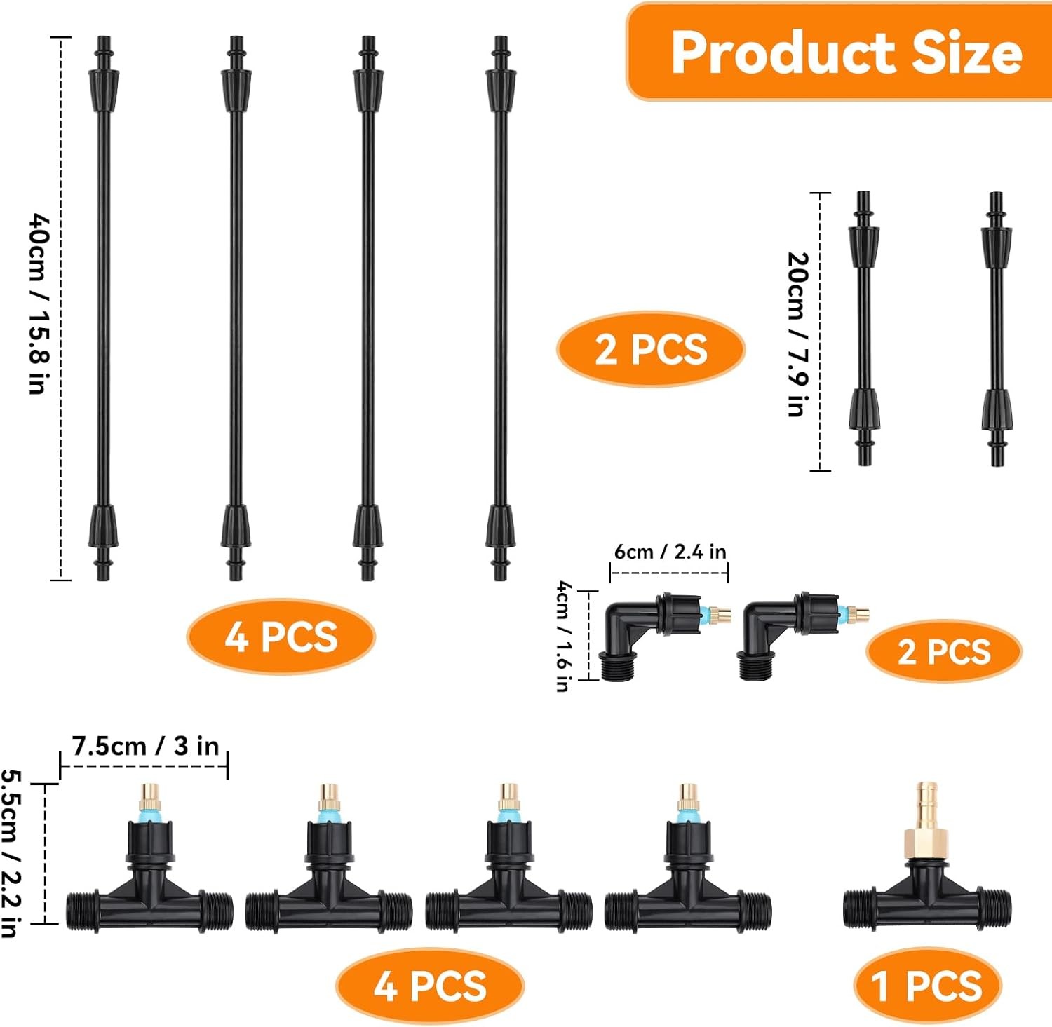 6-Nozzle Poly Boom Wand with 3/8" Brass Fitting, 7.5 Ft. ATV Sprayer Boom, Wide-
