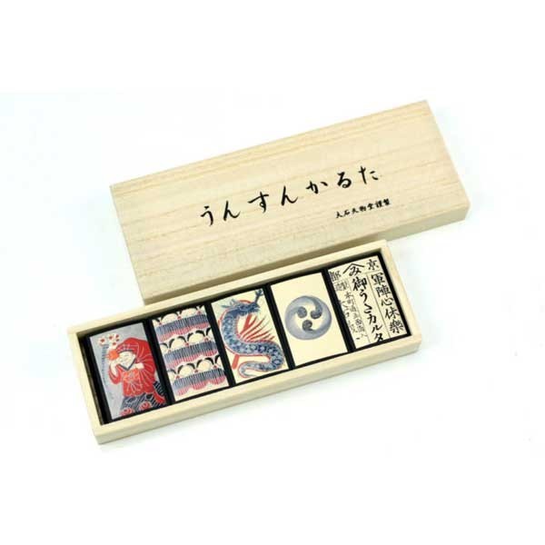 Oishi Tengu-do Unsun Karuta in Paulownia wood box Japanese Card Game
