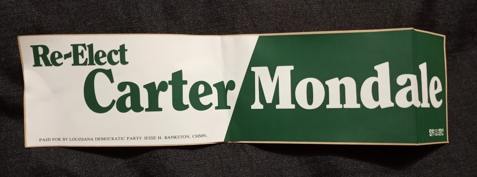 Vintage 1981 Re-Elect Carter Mondale Campaign Brochure, Bumper Sticker, Pin Back