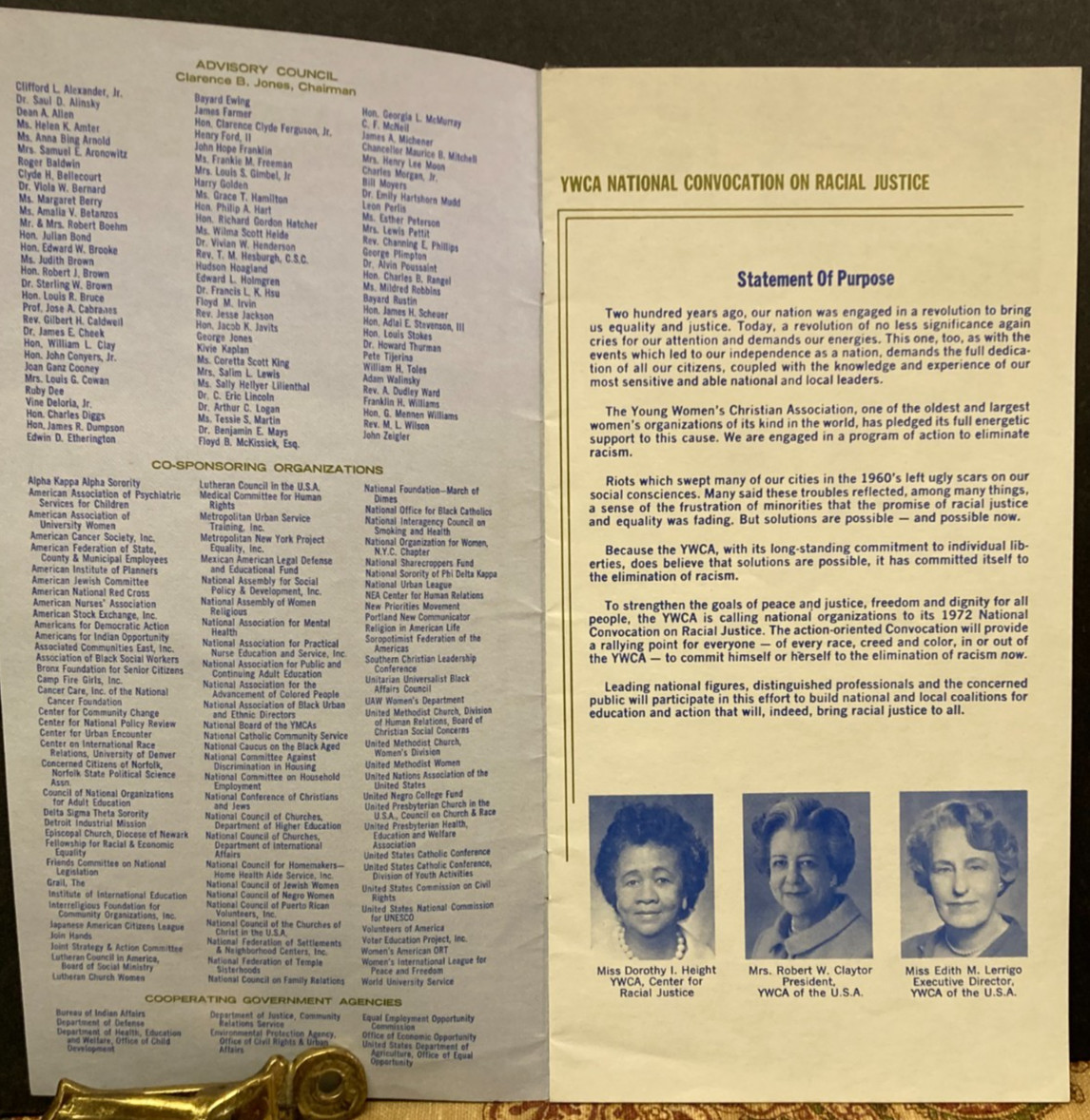 1972 African American Program~National Racial Justice Meeting~NYC~D. Height~YWCA