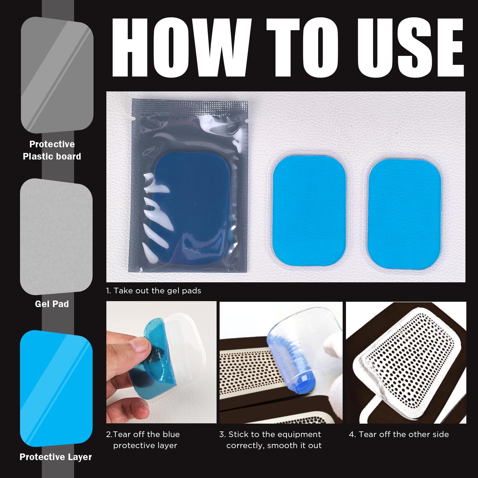 50 Pcs/25 Packs Gel Pads for Muscle EMS Abdominal Belt Medium, Blue