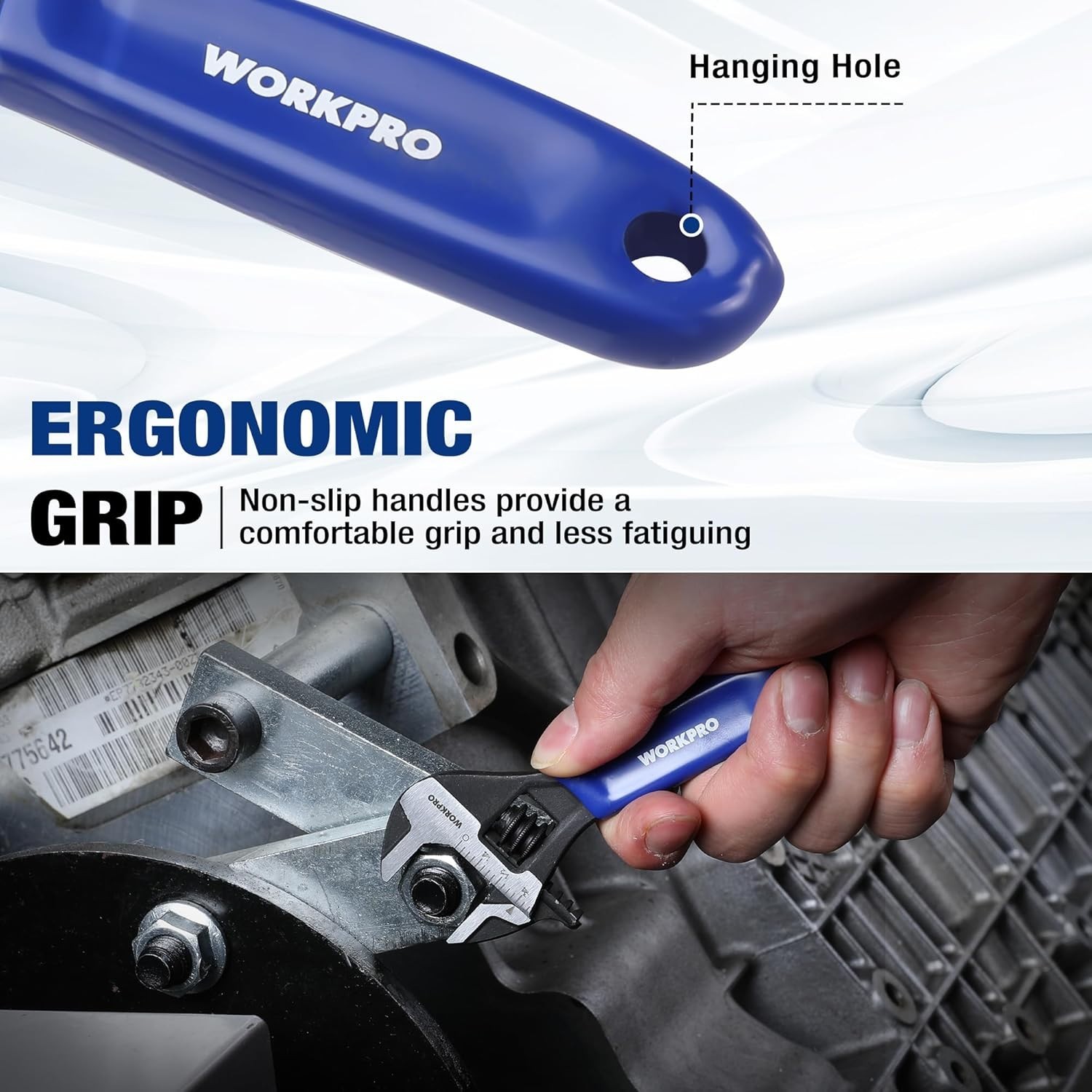 WORKPRO 4-Inch Mini Adjustable Wrench, Cr-V Steel Wide Jaw Black Oxide Wrench fo