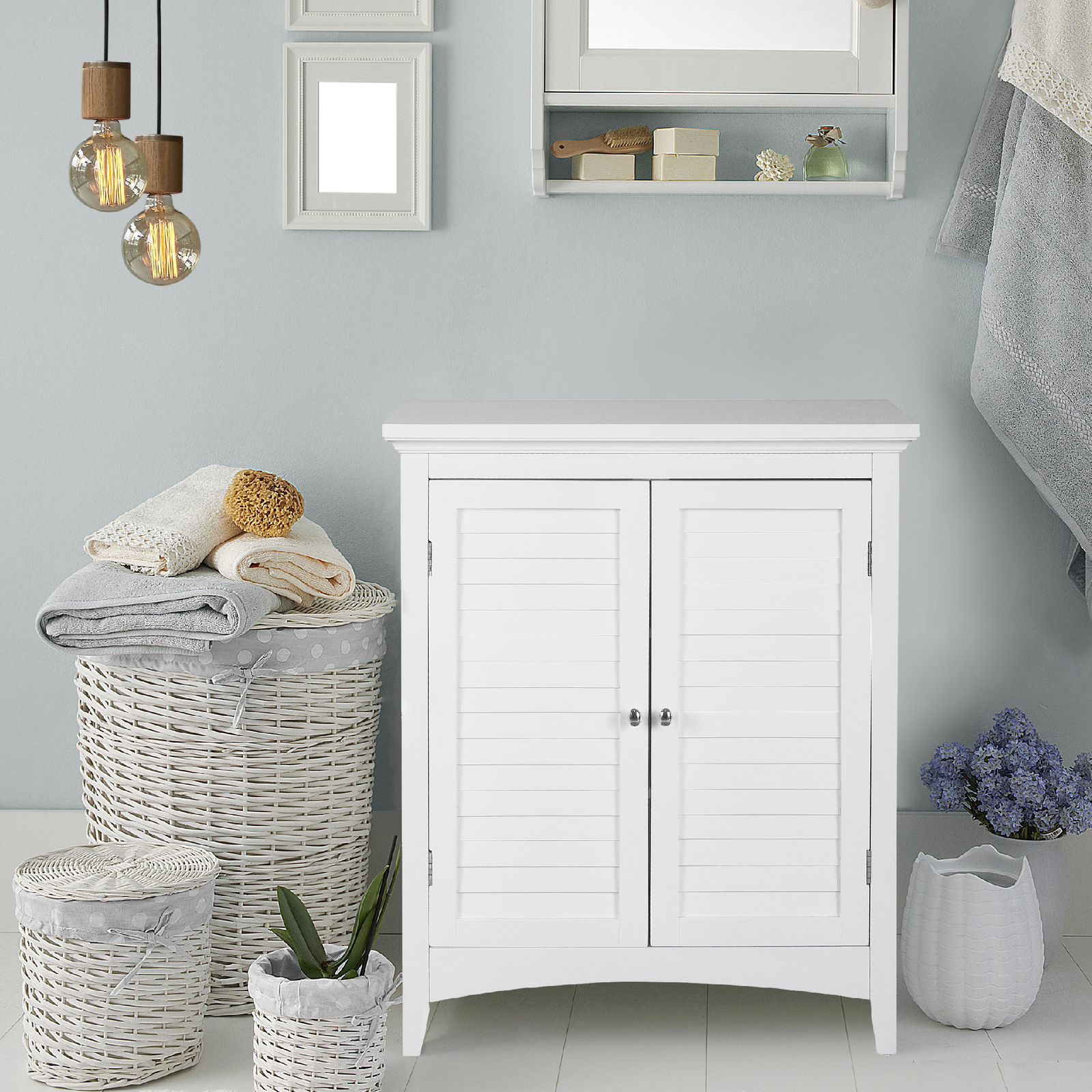Wooden Bathroom Free Standing Cabinet Unit White