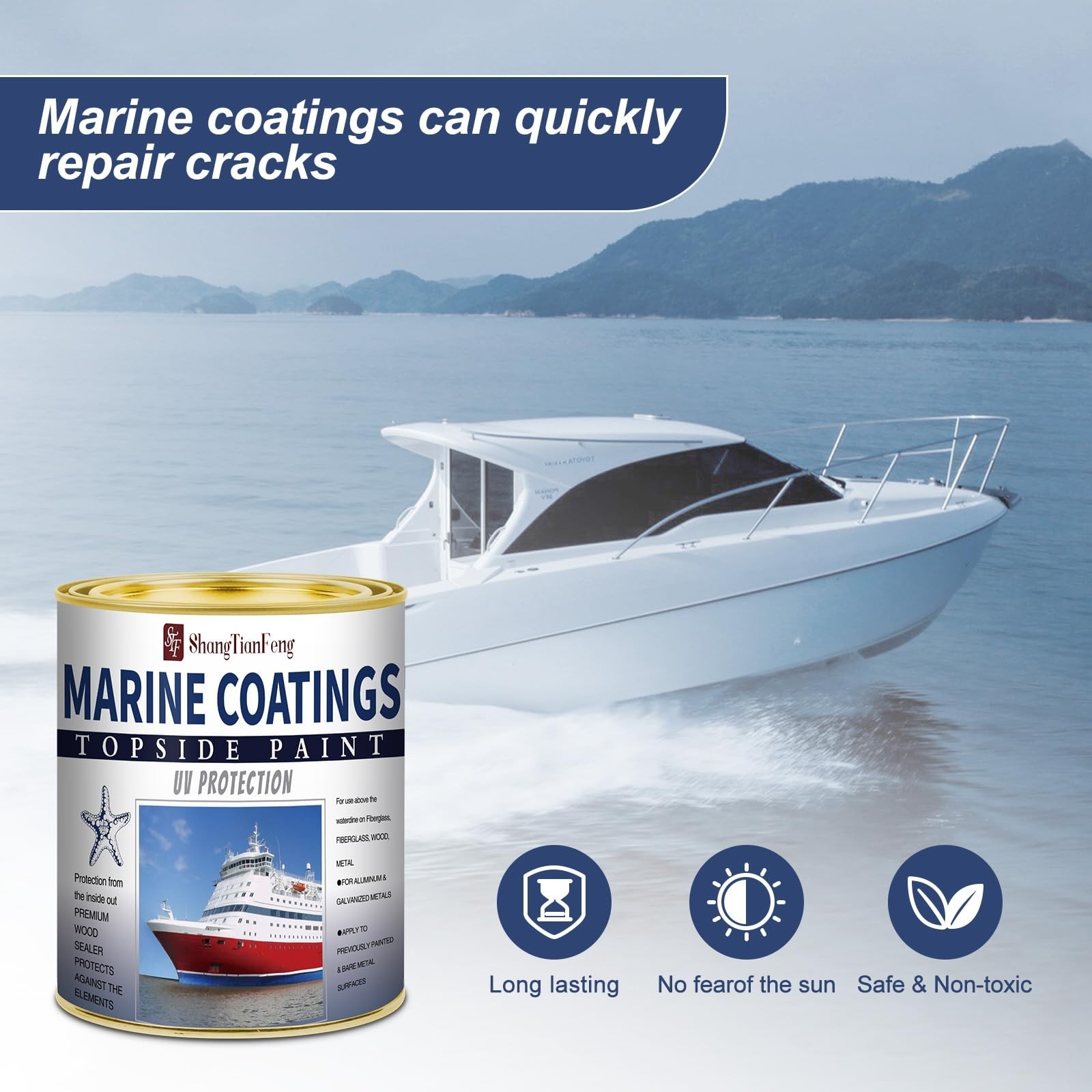Marine Boat Paint 32oz Brilliant Navy Blue - Deck & Aluminum Boat Bottom Paint
