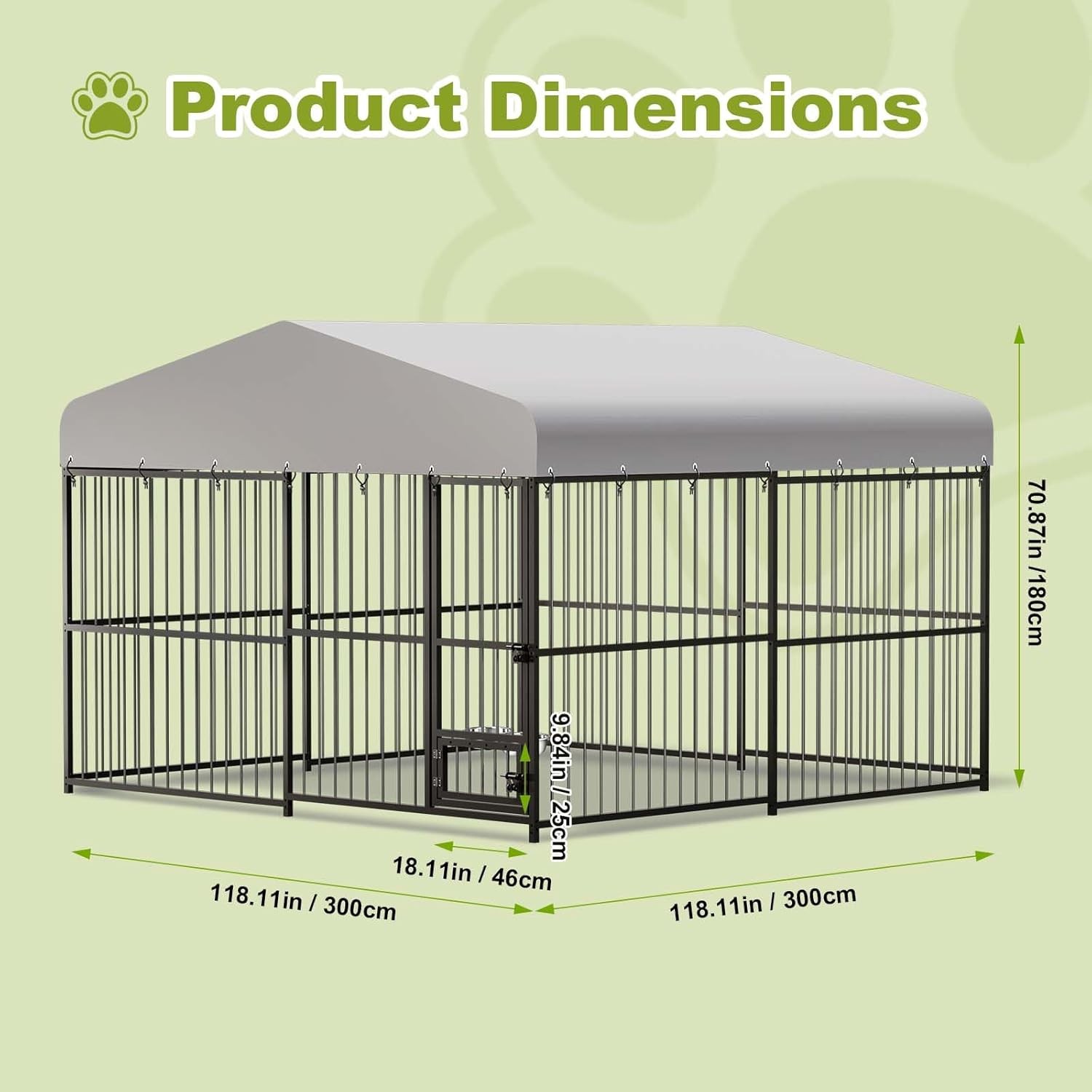 Heavy Duty Dog Kennel Pet Metal Playpen Large Animal Cage Outdoor 10x10x6FT
