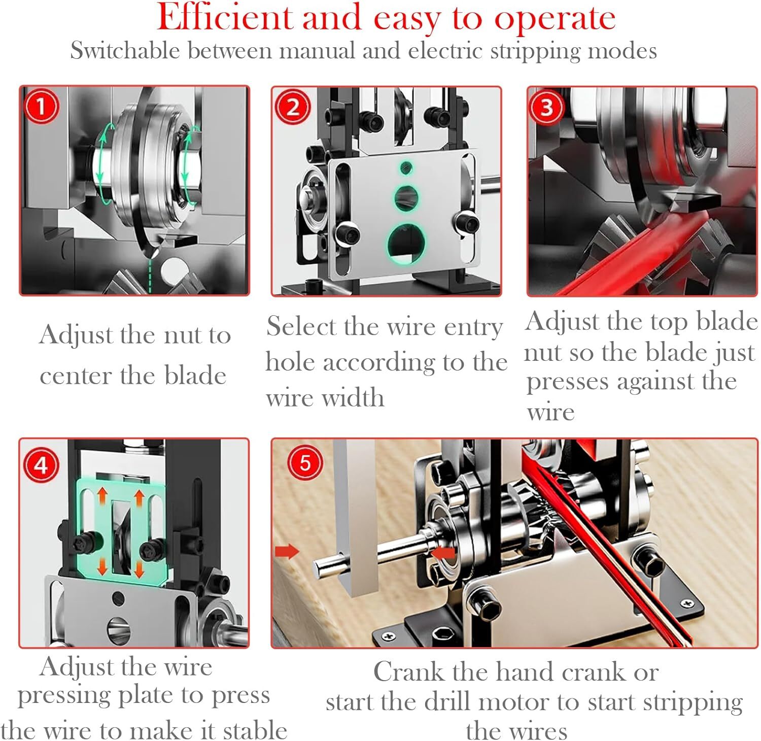 Maquina Para Pelar Cable Manual Taladro Alambre de Cobre 0.06 a 1" Pelacables