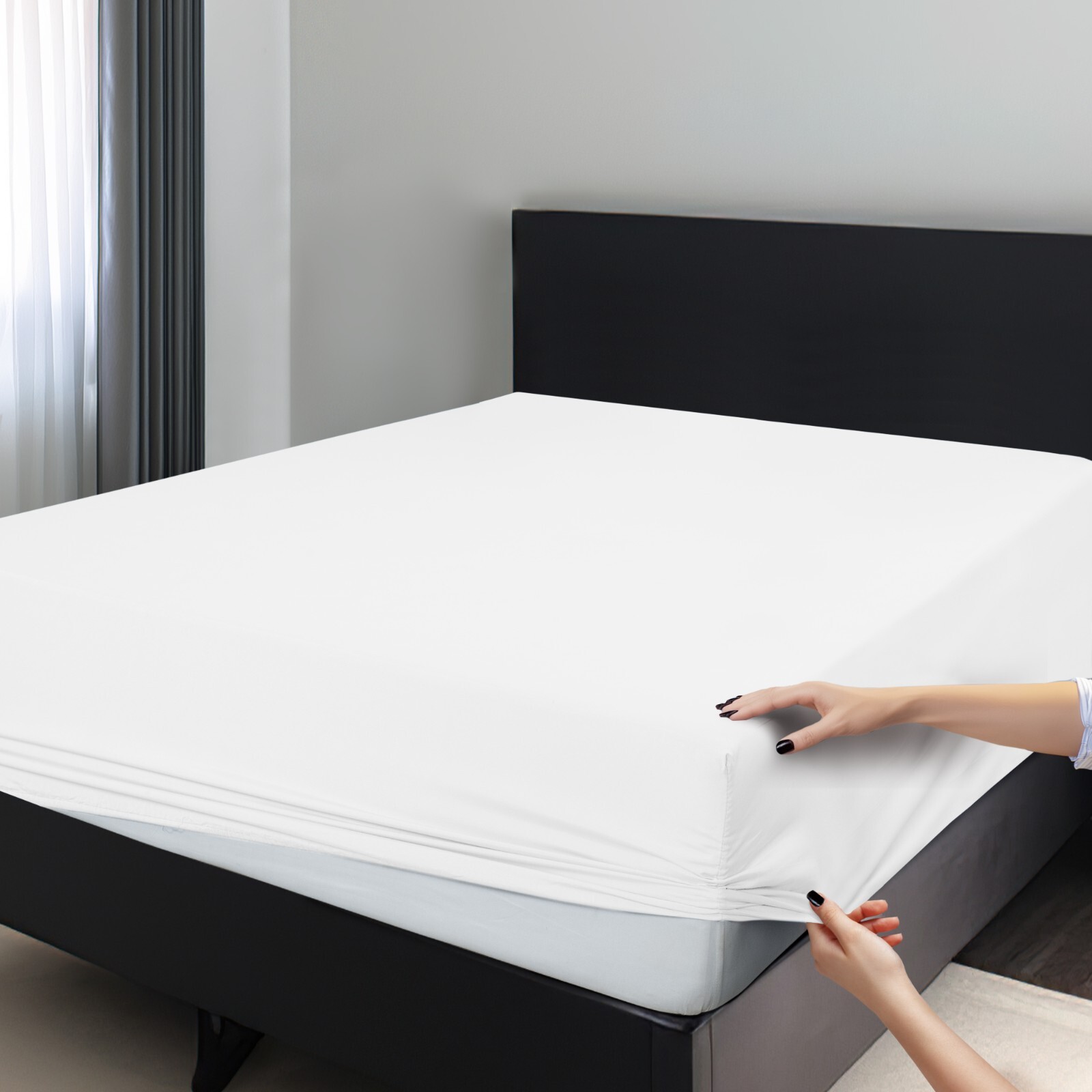 1800 Deep Pocket Fitted Sheet Queen King Fully Elastic Fitted Sheets Bed Sheets