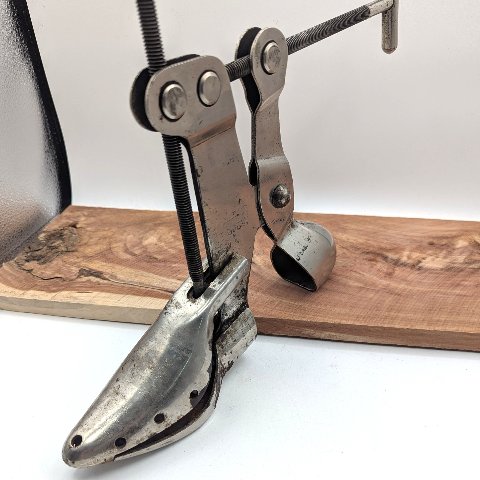 Vintage 1929 Nu-Way Steel Industrial Steampunk Shoe Stretcher Factory Sizer