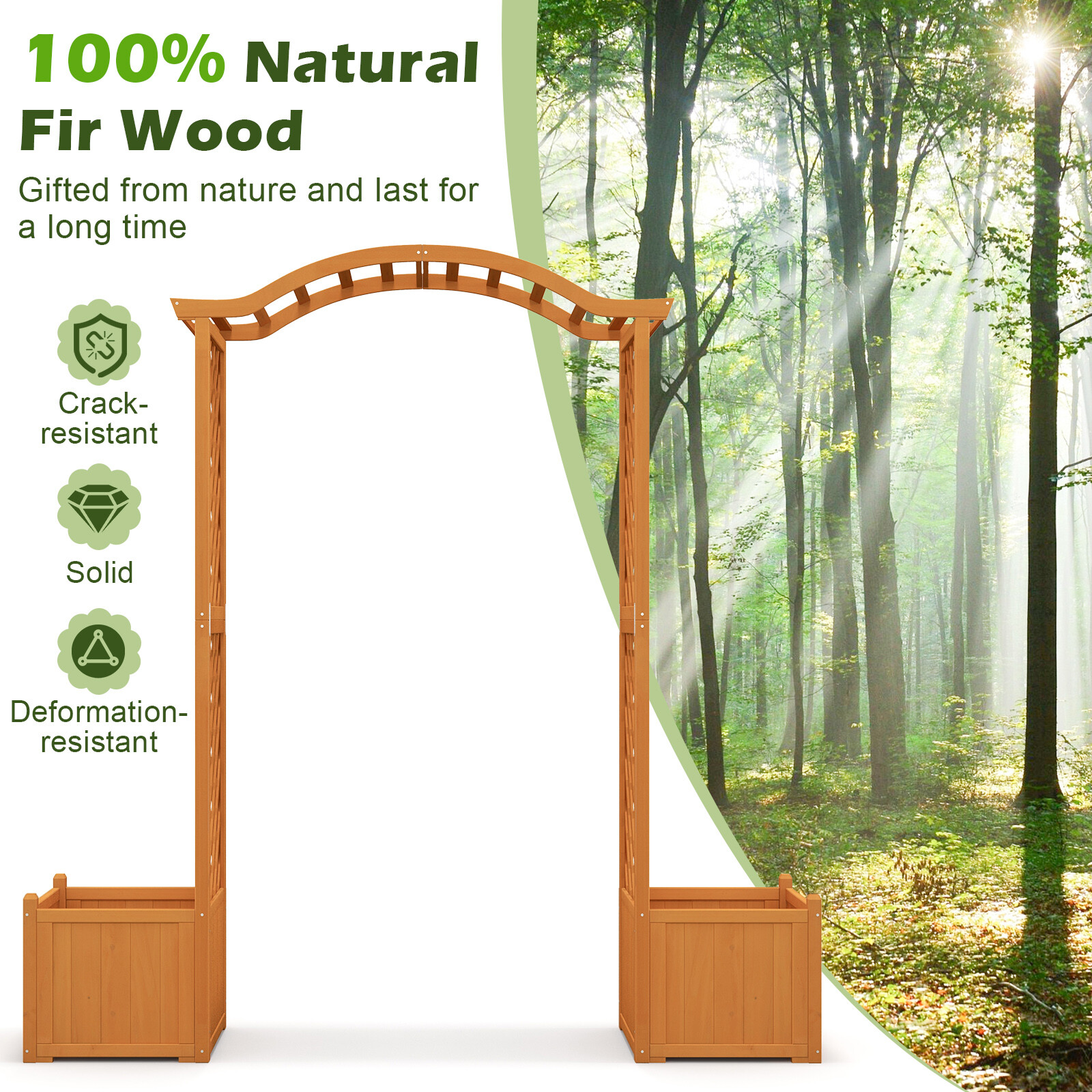 Wooden Garden Arbor Outdoor Archway with Trellis for Wedding Ceremony Decoration