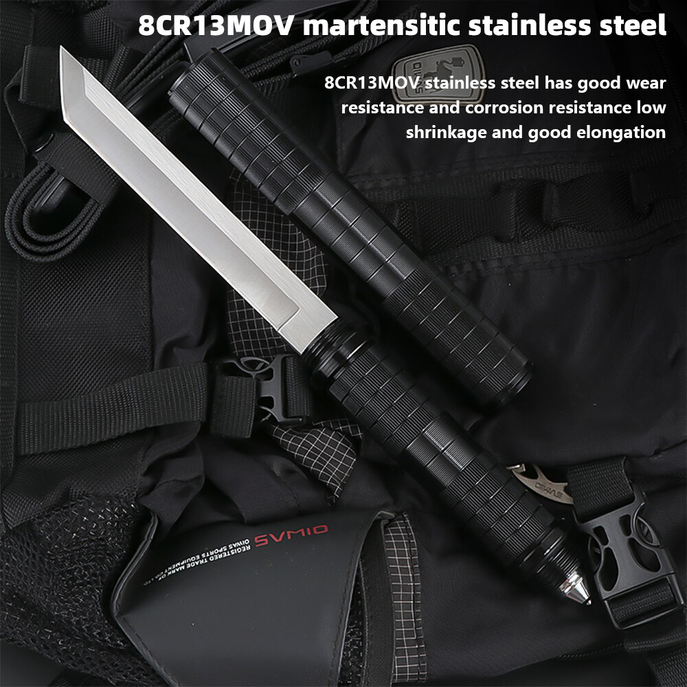 Outdoor Survival Combat Knife Tactical Knife Pipe Stick Knife w/ Fire Starter US