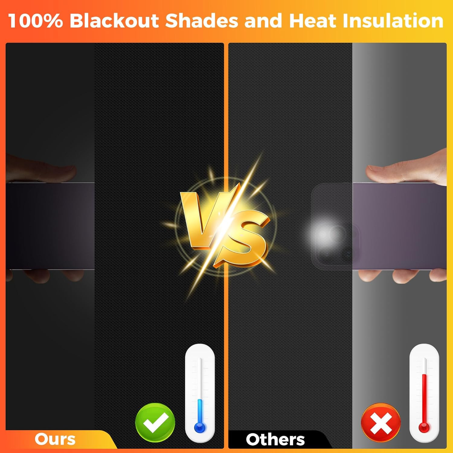 100% Blackout Curtains for Bedroom 118" X 57" Portable Window Blinds Cover Adhes