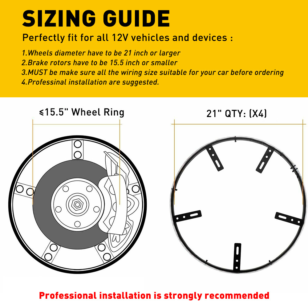 17.5" RGB & Chasing Flow Double Row LED Wheel Ring Rim Lights For Truck Car set