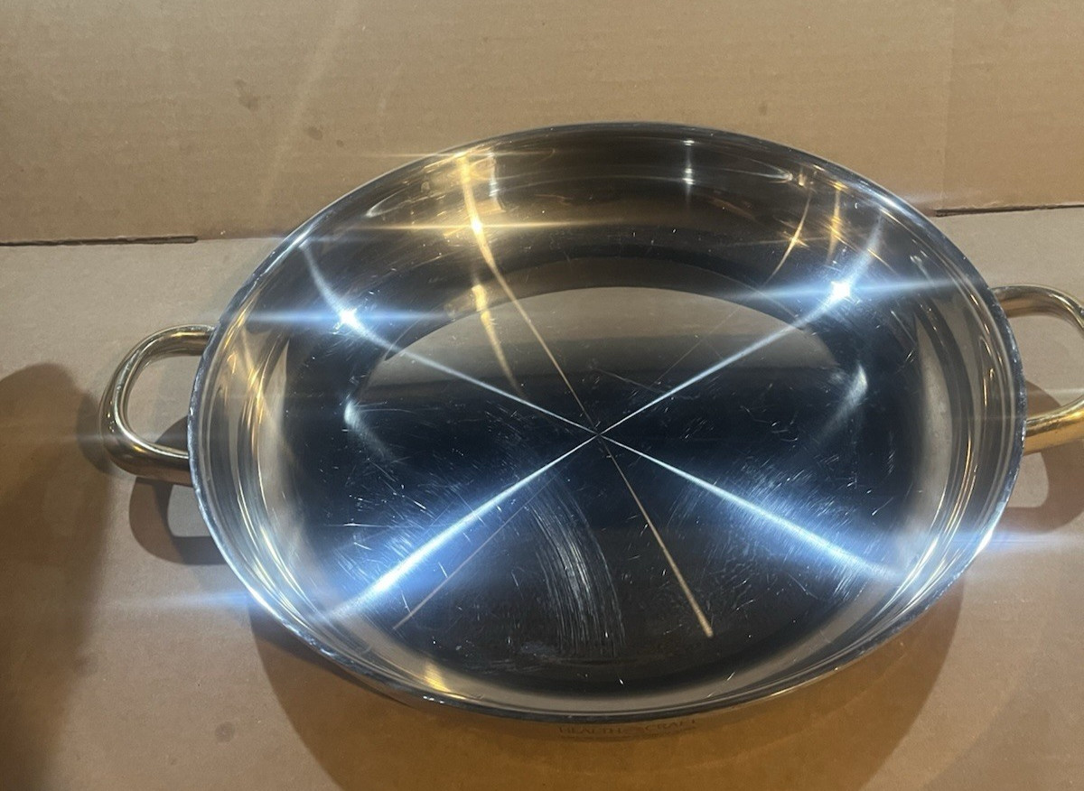 HEALTH CRAFT 13" GOURMET FRYING PAELLA PAN * Surgical Steel * Dual Handles * USA