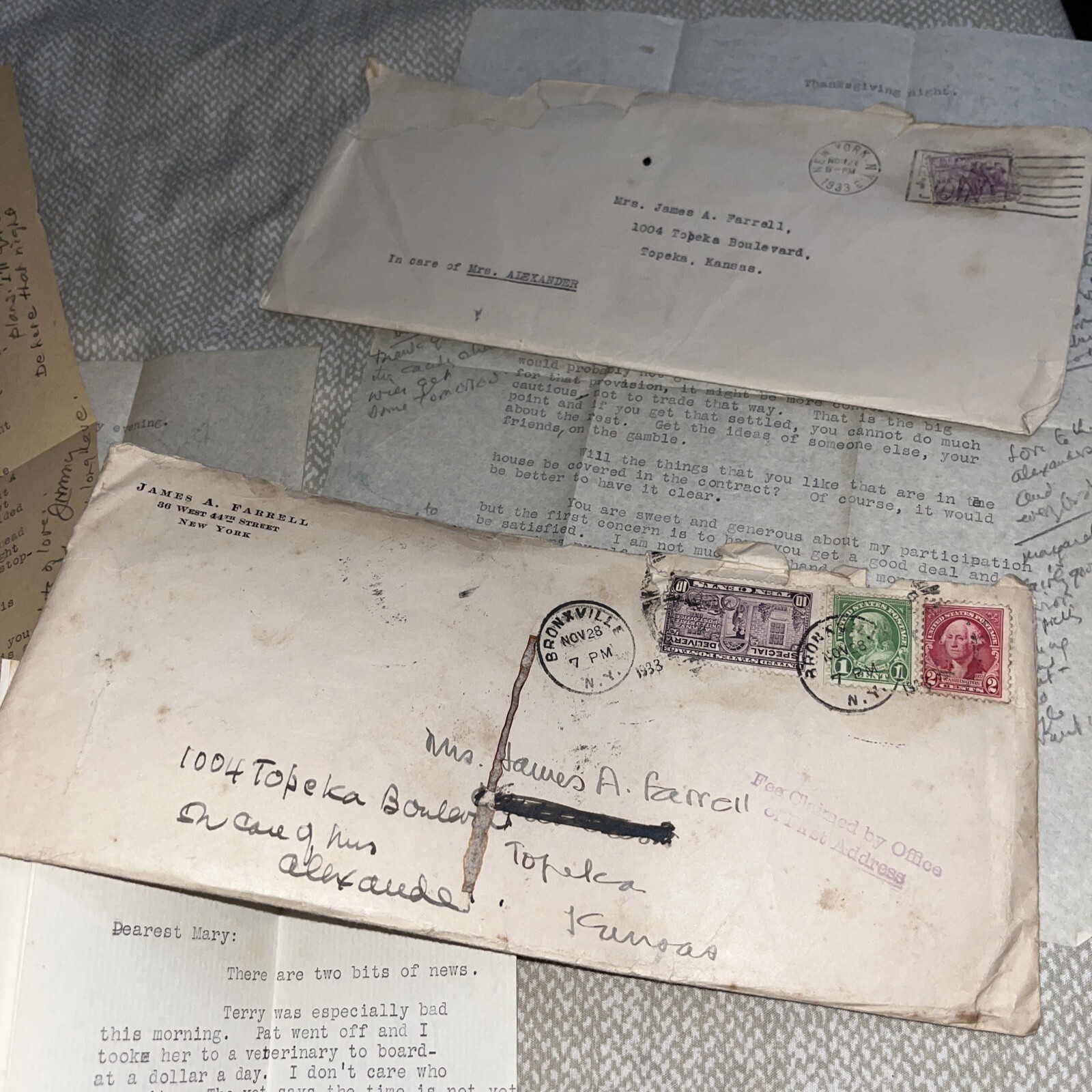 6 Letters (Letterhead: New York City Bar Association) & 2 Envelope 1933 Postmark