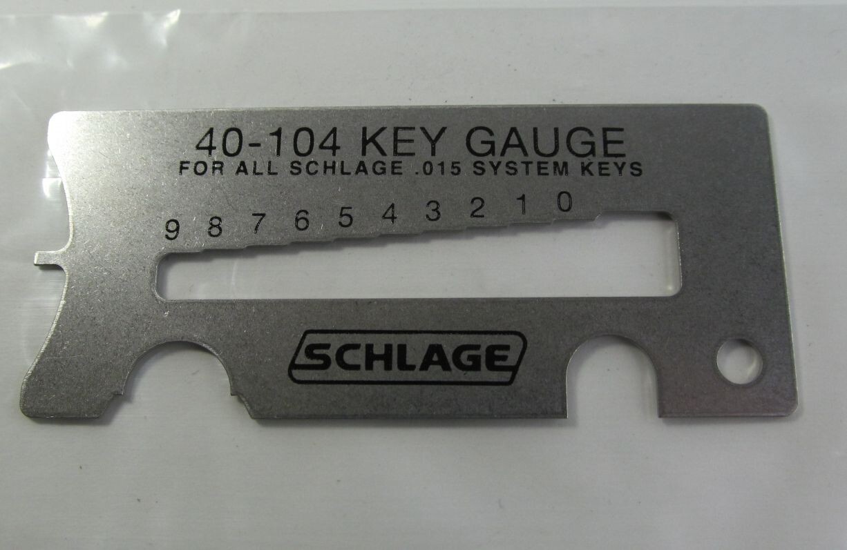 NEW STYLE SCHLAGE 40-104 KEY GAUGE FOR ALL .015 SYSTEM KEYS