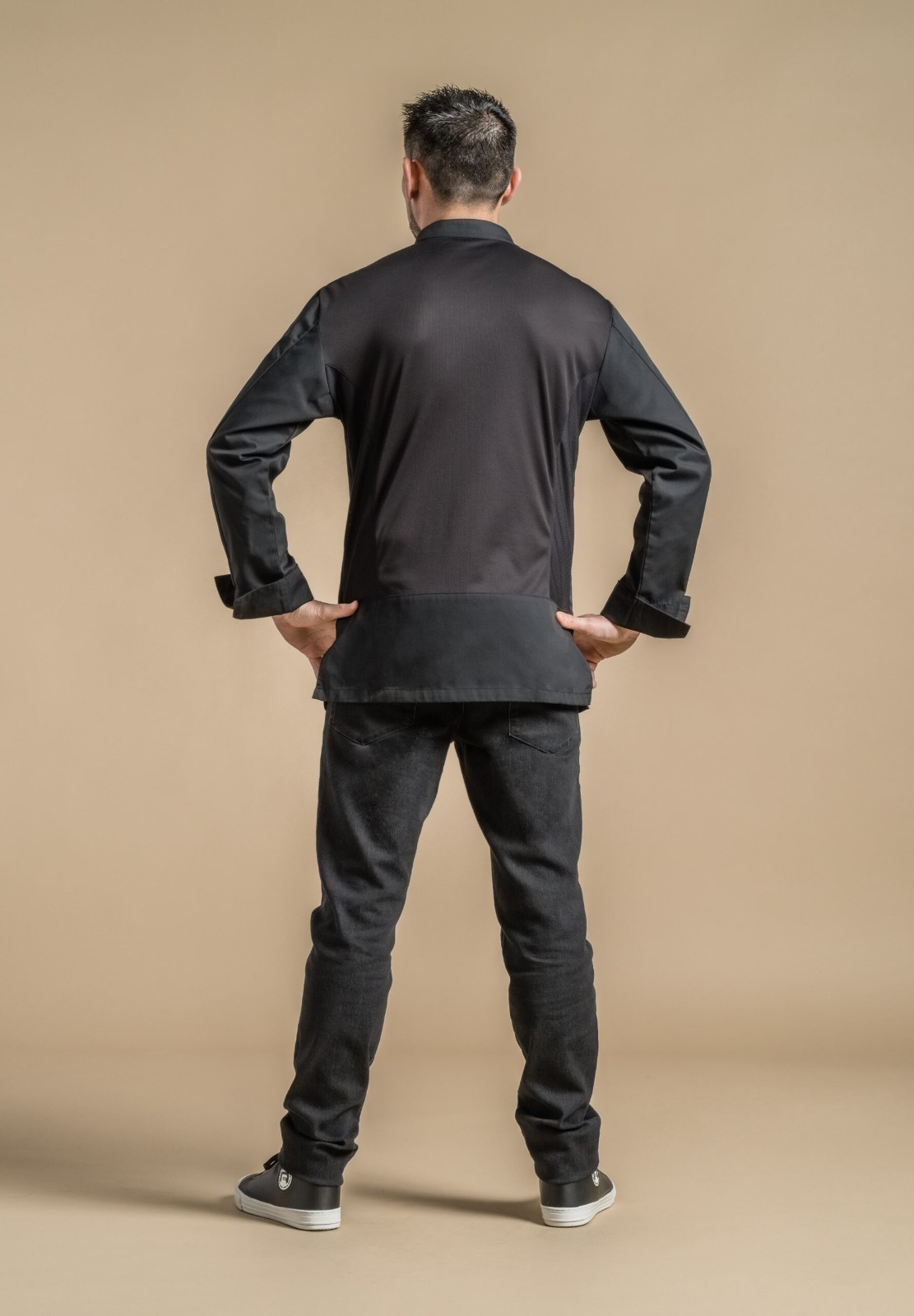 Chef Works Men's Lansing Chef Coat Black Large New Professional Kitchen Jacket