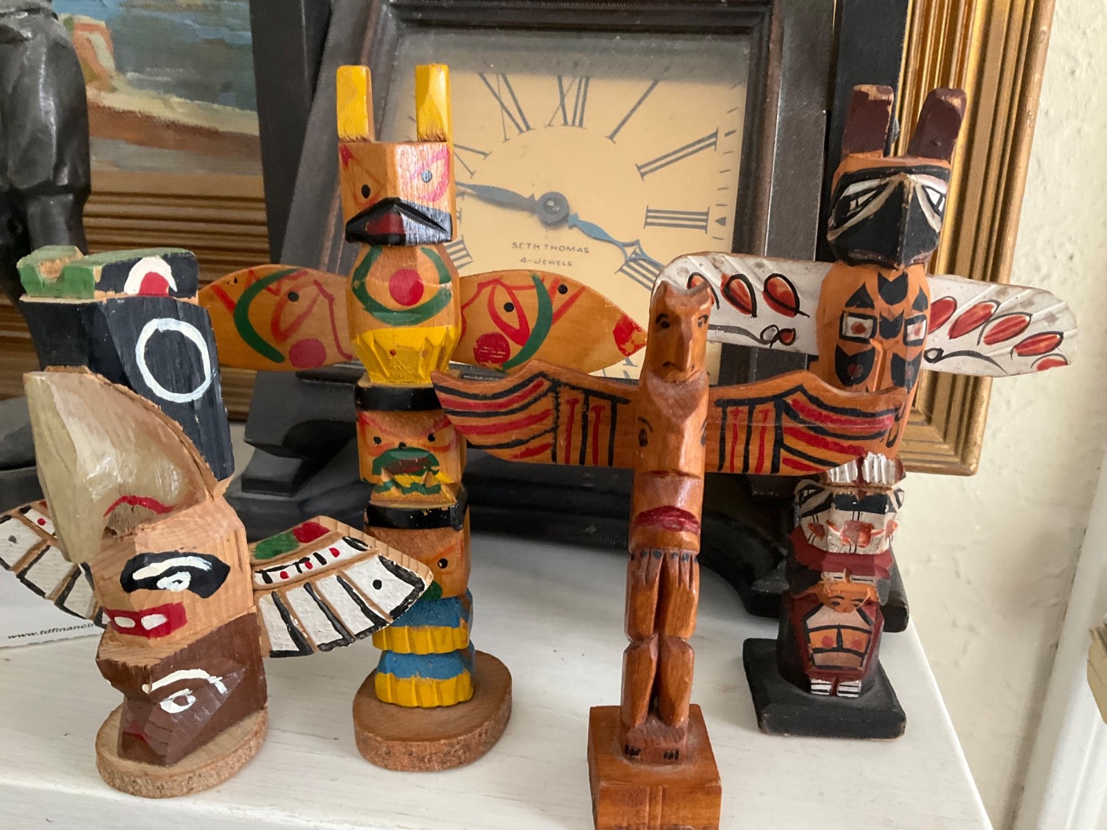 Vintage TOTEM POLE LOT Native Canadian Hand Carved SOUVENIR TRADE ABORIGINAL