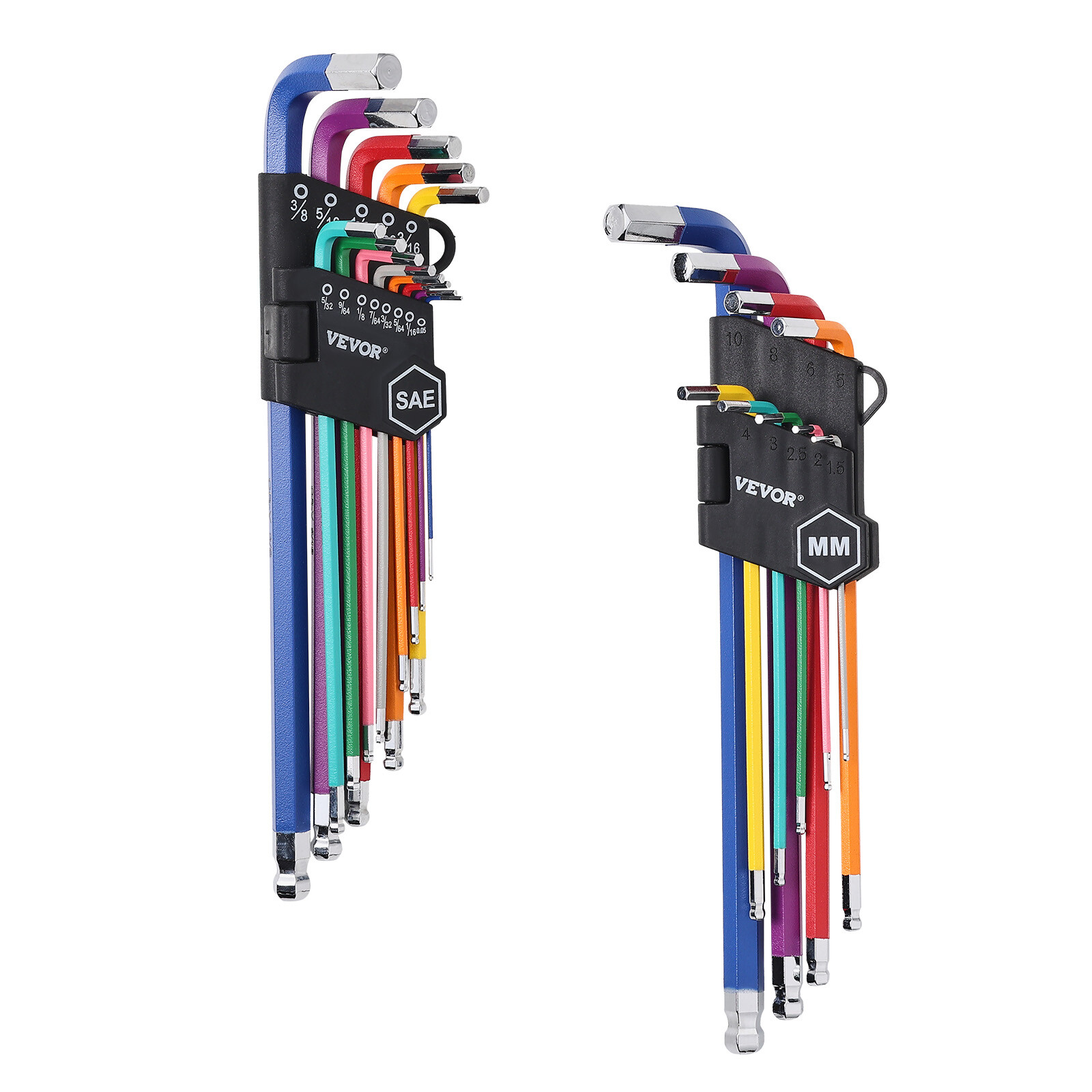 Hex Key Allen Wrench Set 22pcs SAE and Metric Long Arm Ball End Key Set