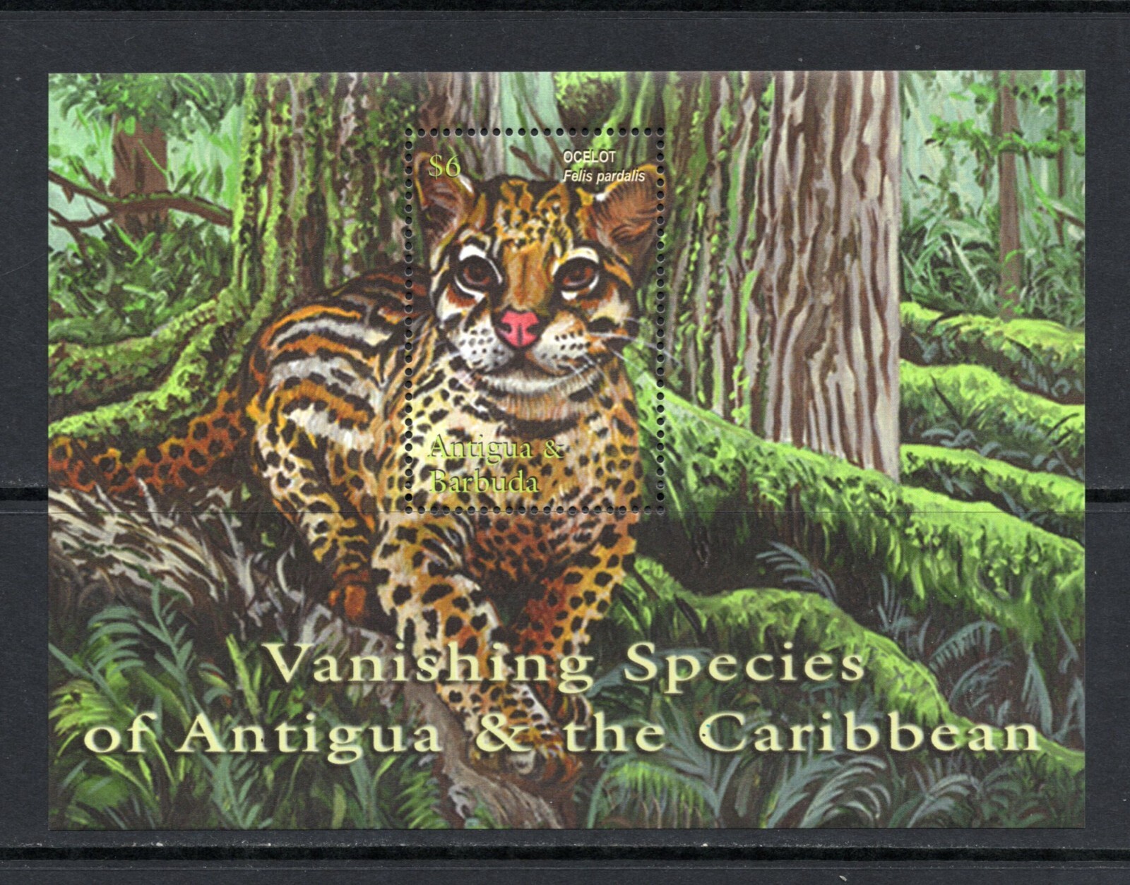 R4912   Antigua  2001   fauna  Ocelot   SHEET   MNH