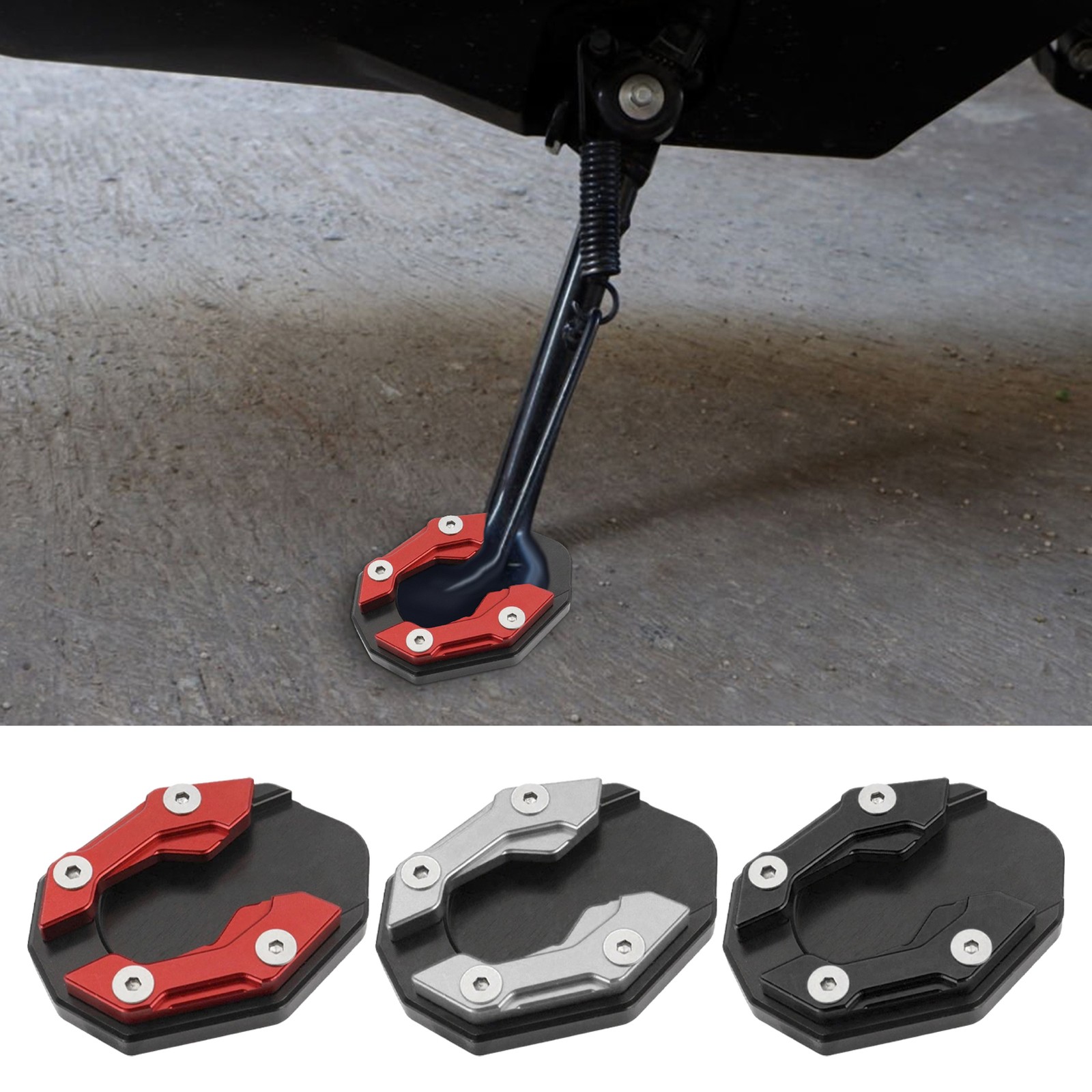 Universal Motorcycle Kickstand Base Plate Stand Pad Extension Foot Side Stand