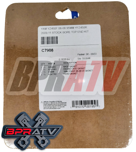 Yamaha YFZ450R YFZ 450R Wiseco Piston 95mm OEM Bore Cylinder Top End Rebuild Kit