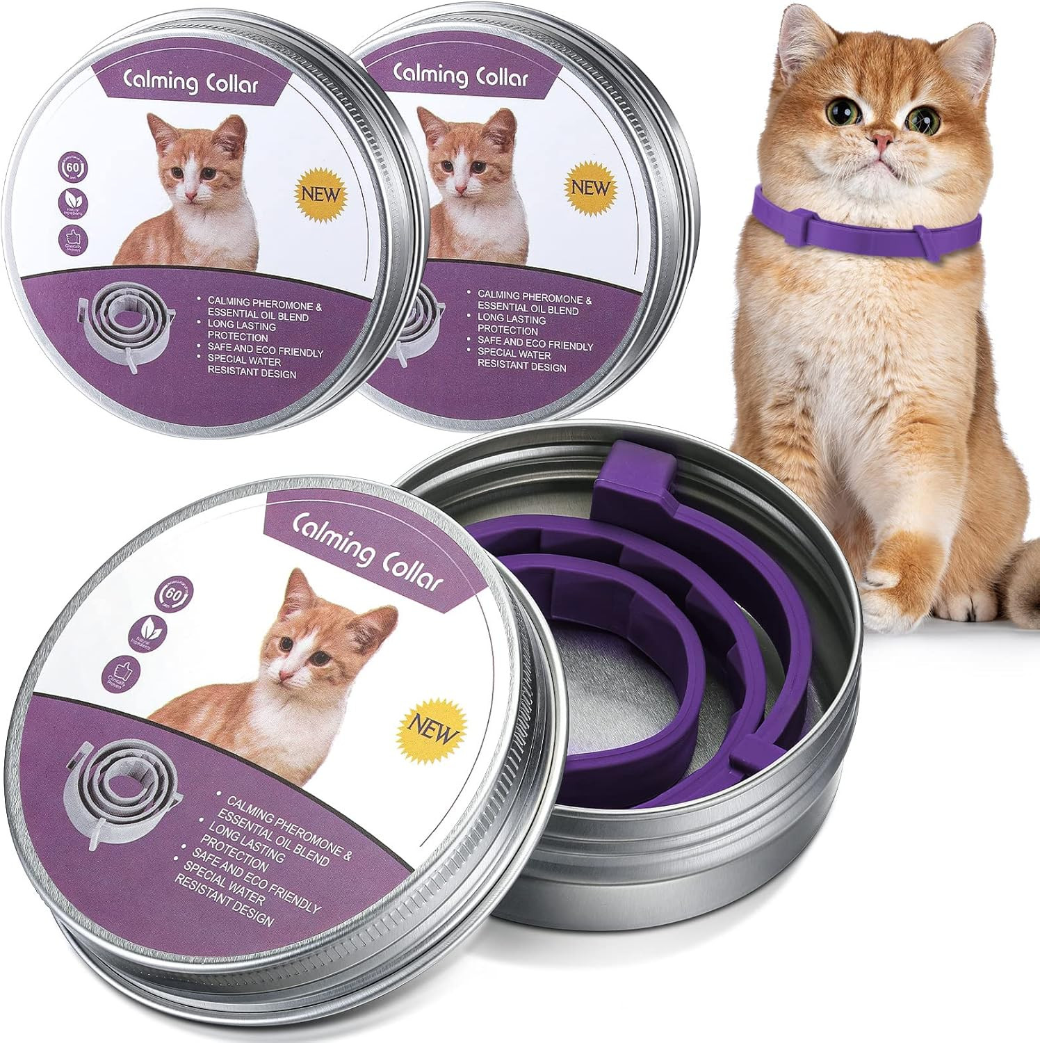 Sentry Industries Calming Collar for Cats 3Ct Purple Assorted Sizes 3 Pack