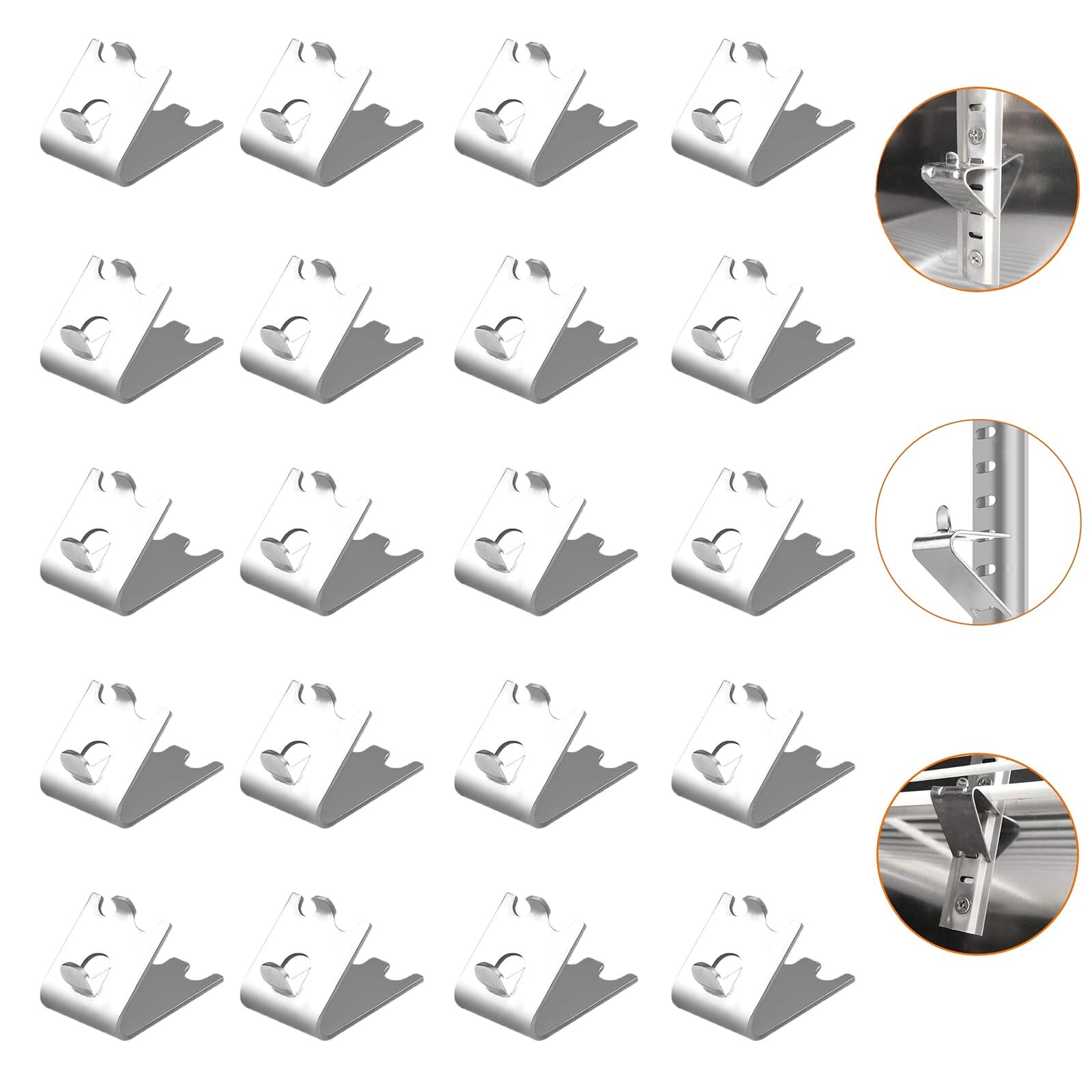 20 Pack 920158 Freezer Shelf Clip, Stainless Steel 20 Pack, ‎stainless