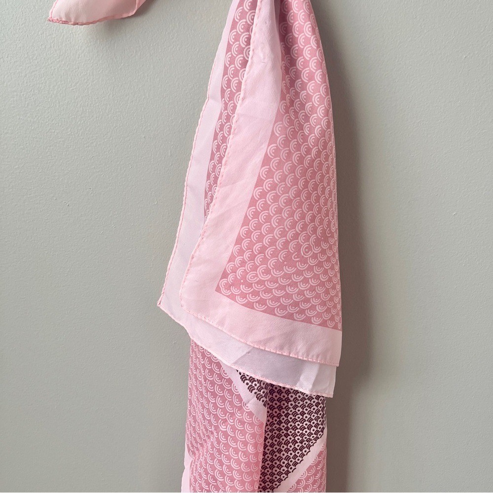 Vintage Scarf Square Retro Mod Feminine Spring Pink Burgundy Classic Office 70s